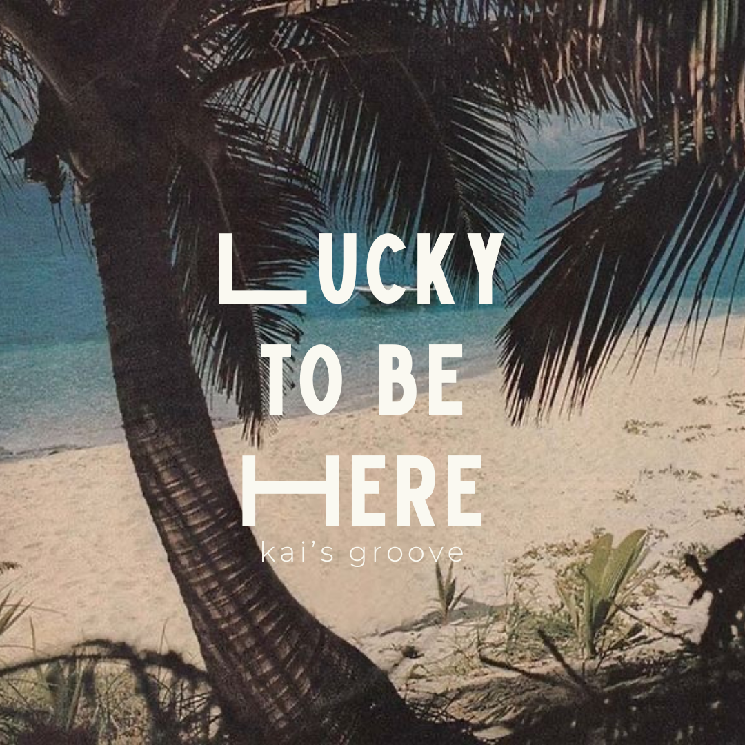 LUCKY TO BE HERE tote bag