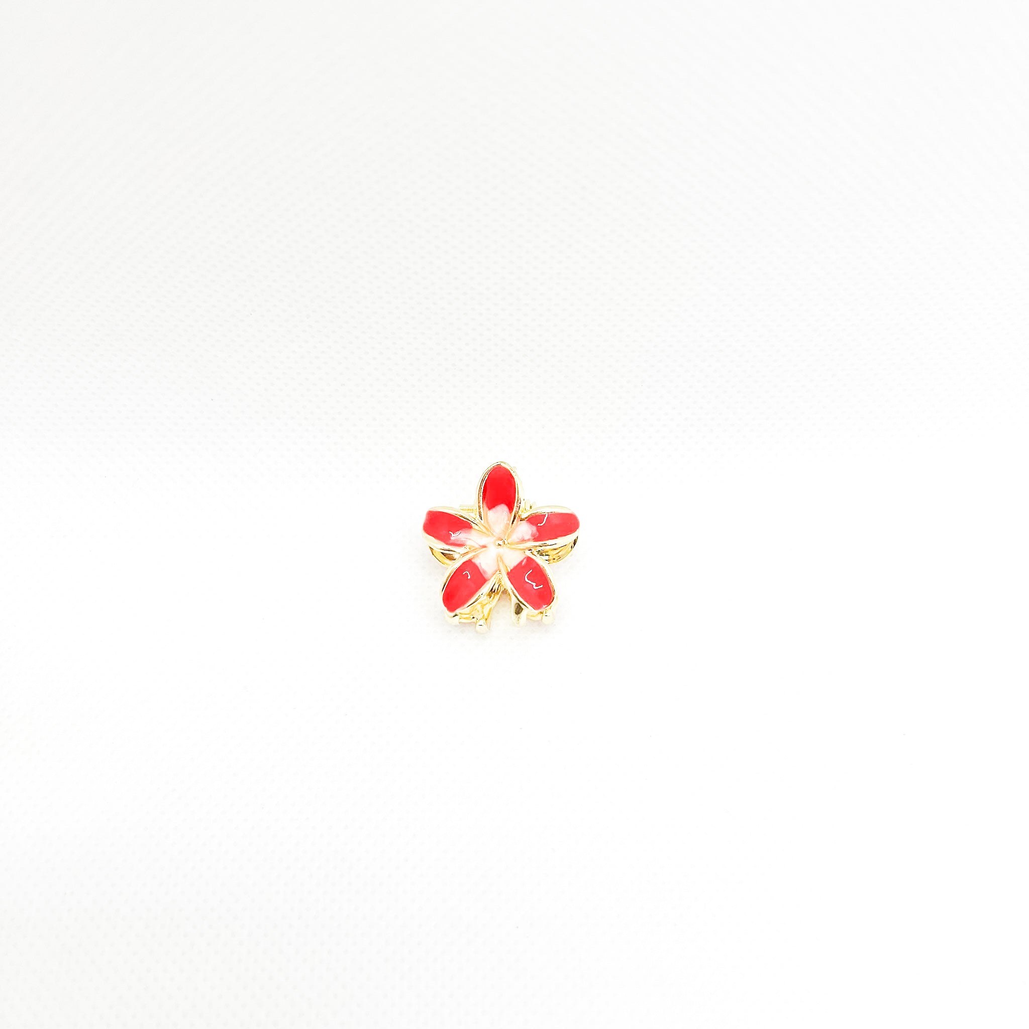 mini metal red plumeria hair clip