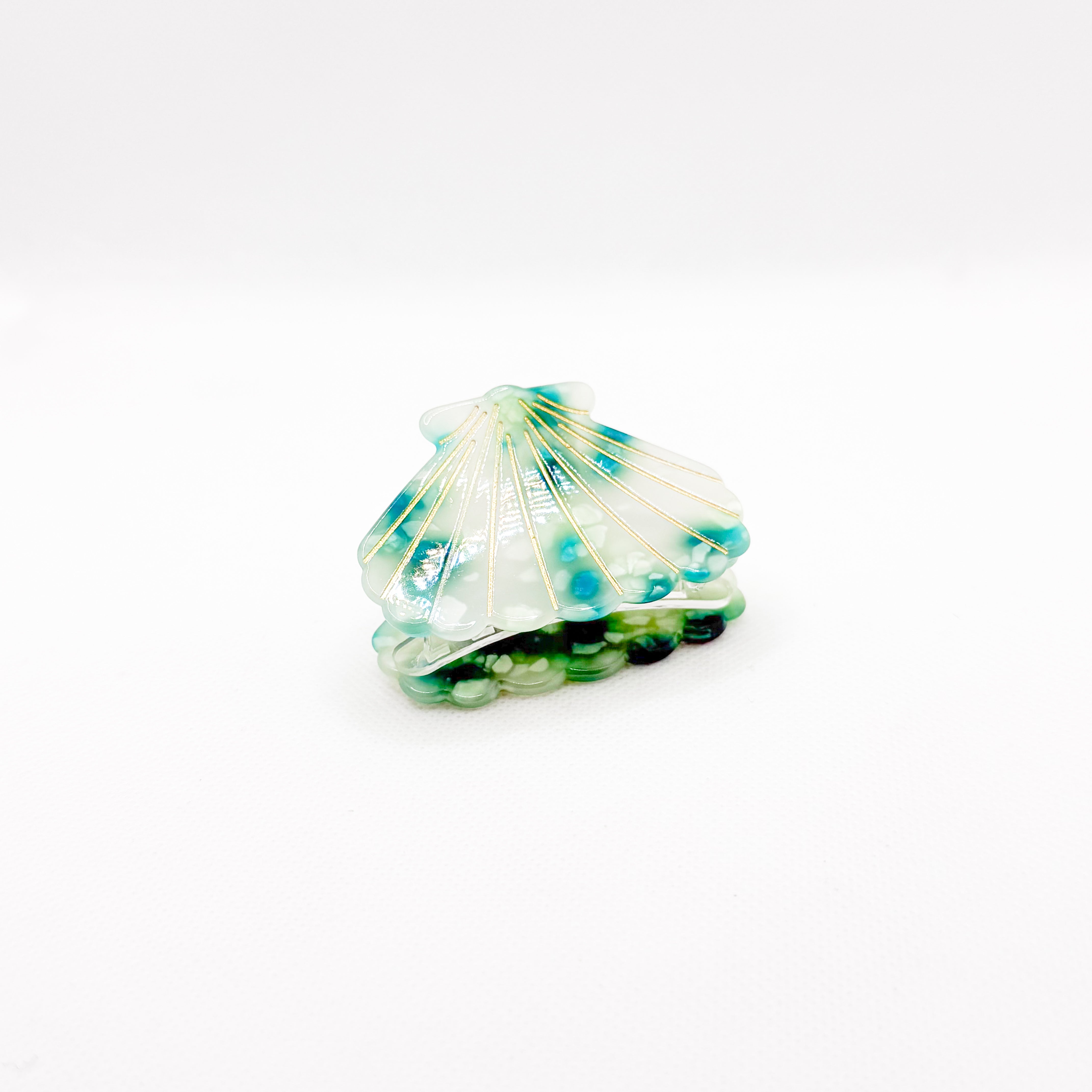 midi wide blue shell hair clip