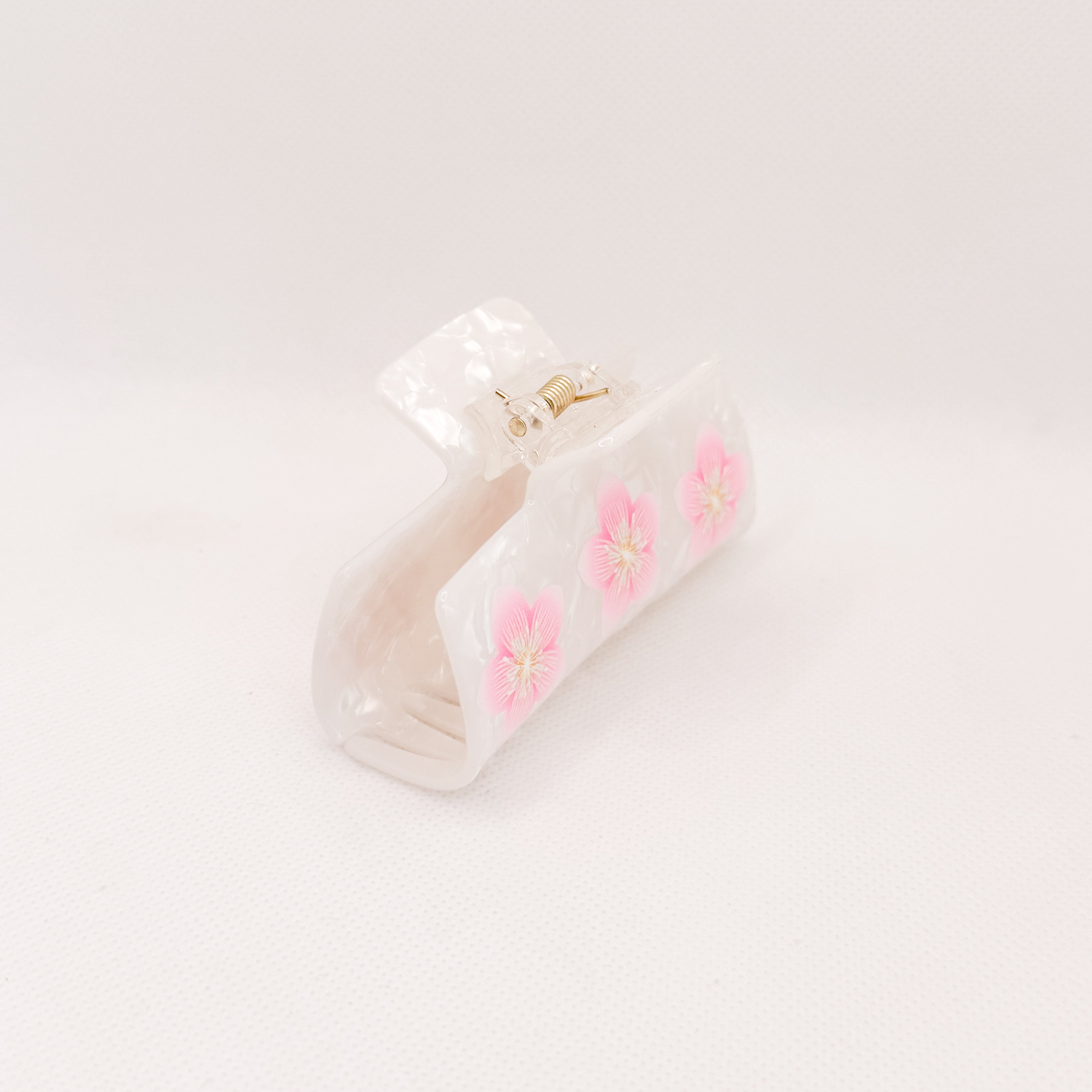 pink flower trio hair claw