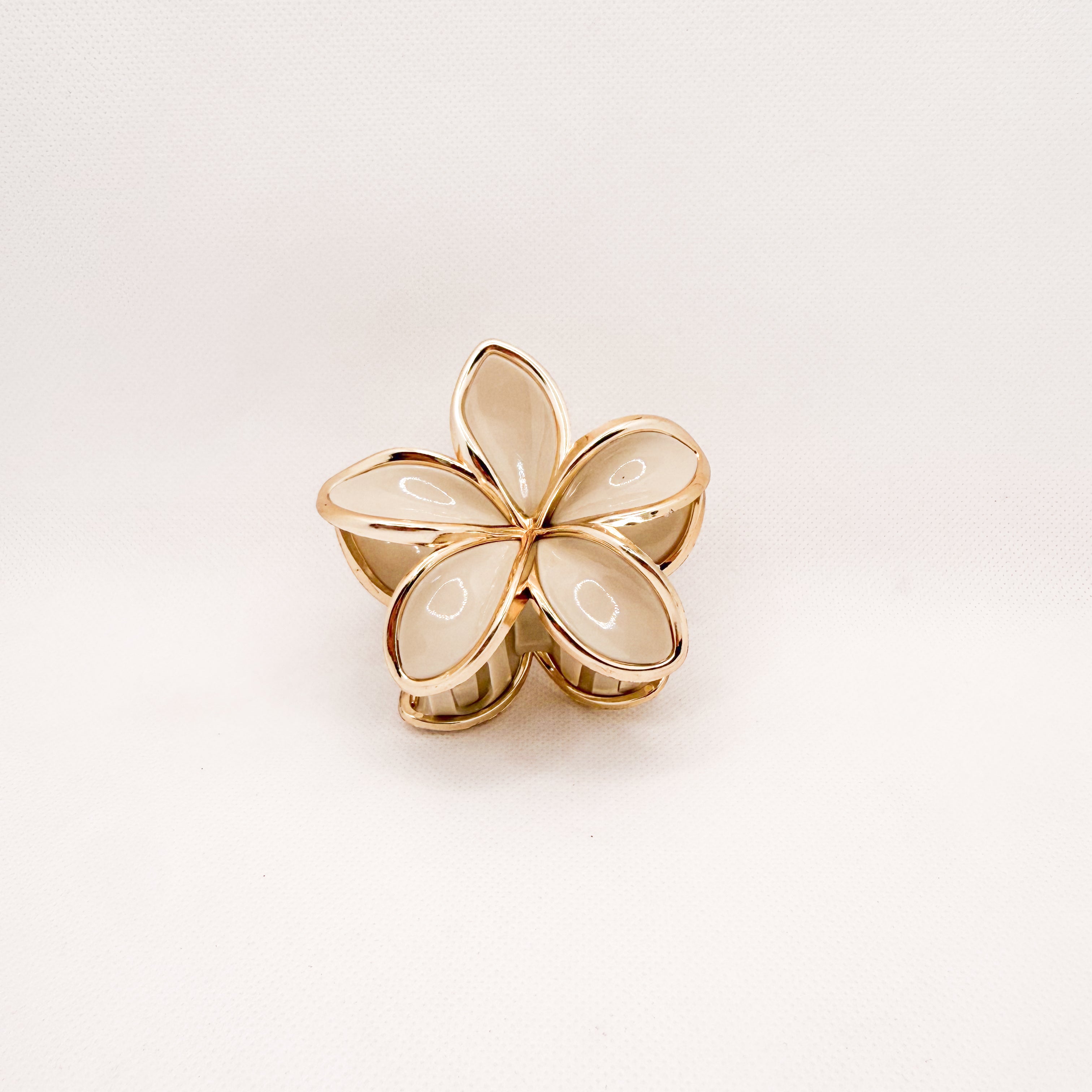 gold plumeria hair clip