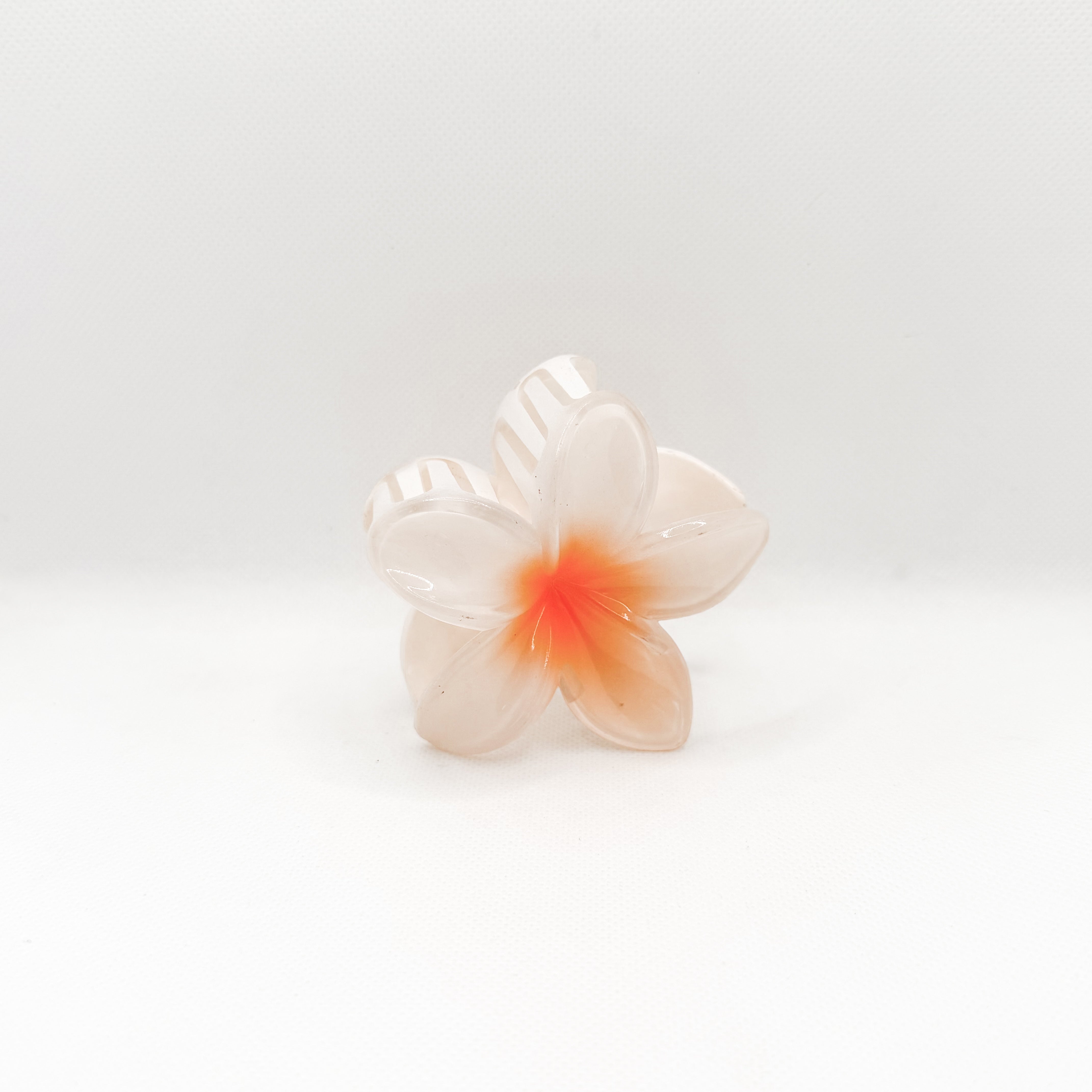 white & orange plumeria hair clip