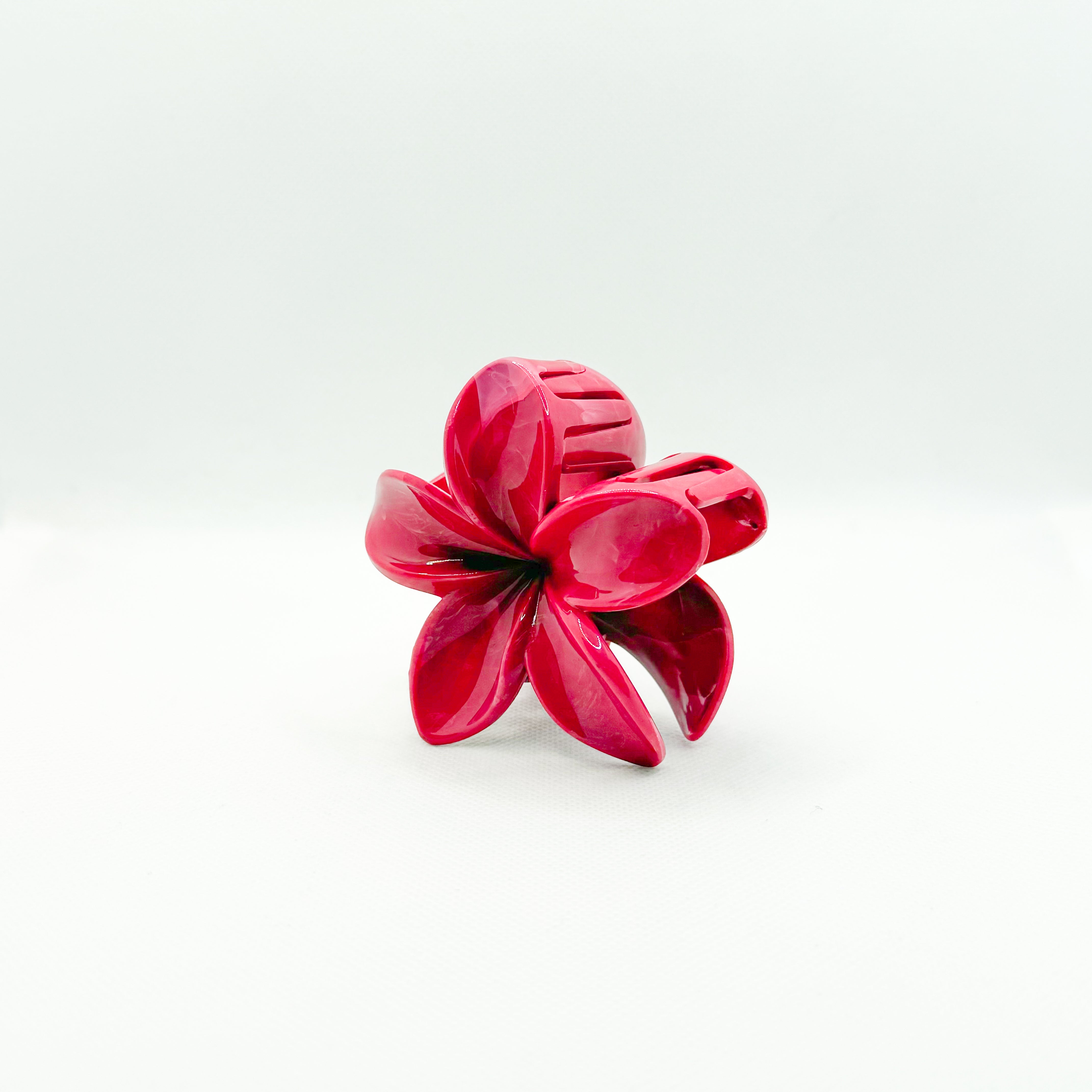maroon plumeria hair clip