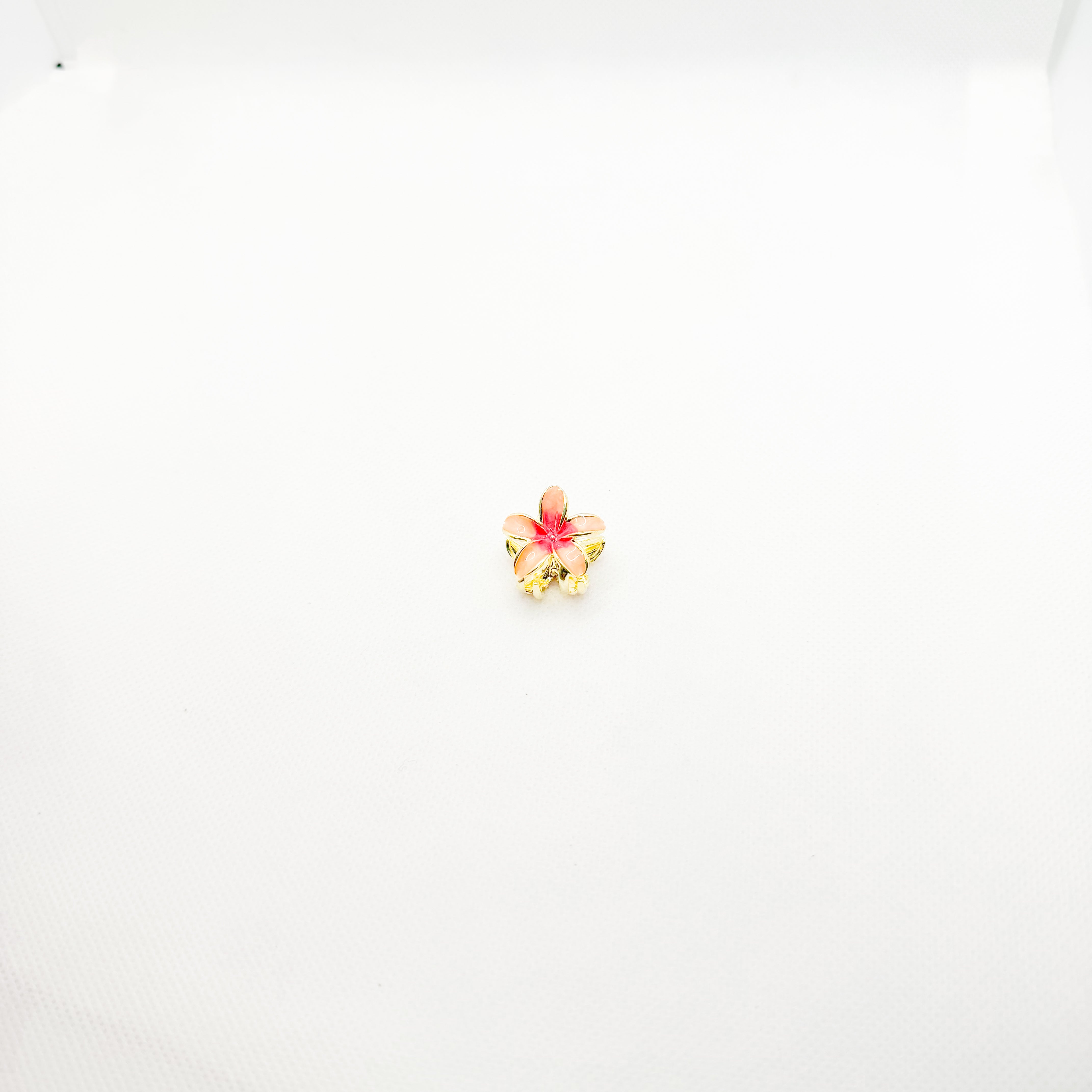 mini metal pink plumeria hair clip