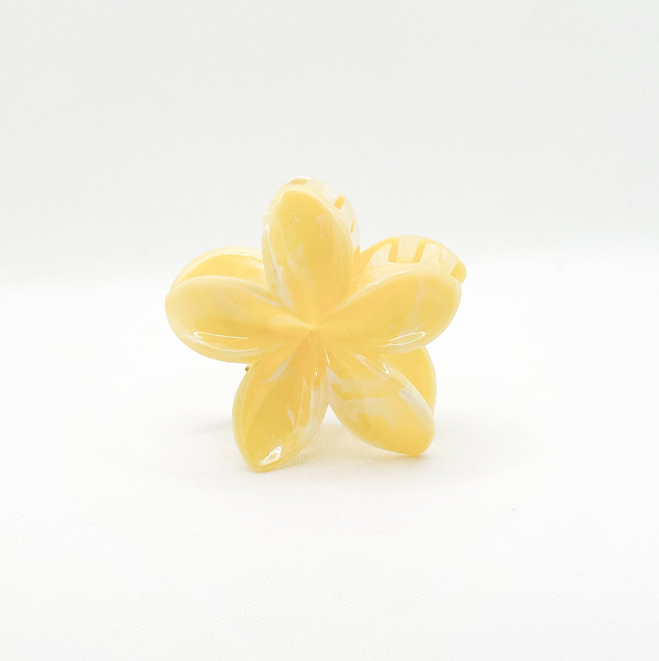 butter yellow plumeria hair clip