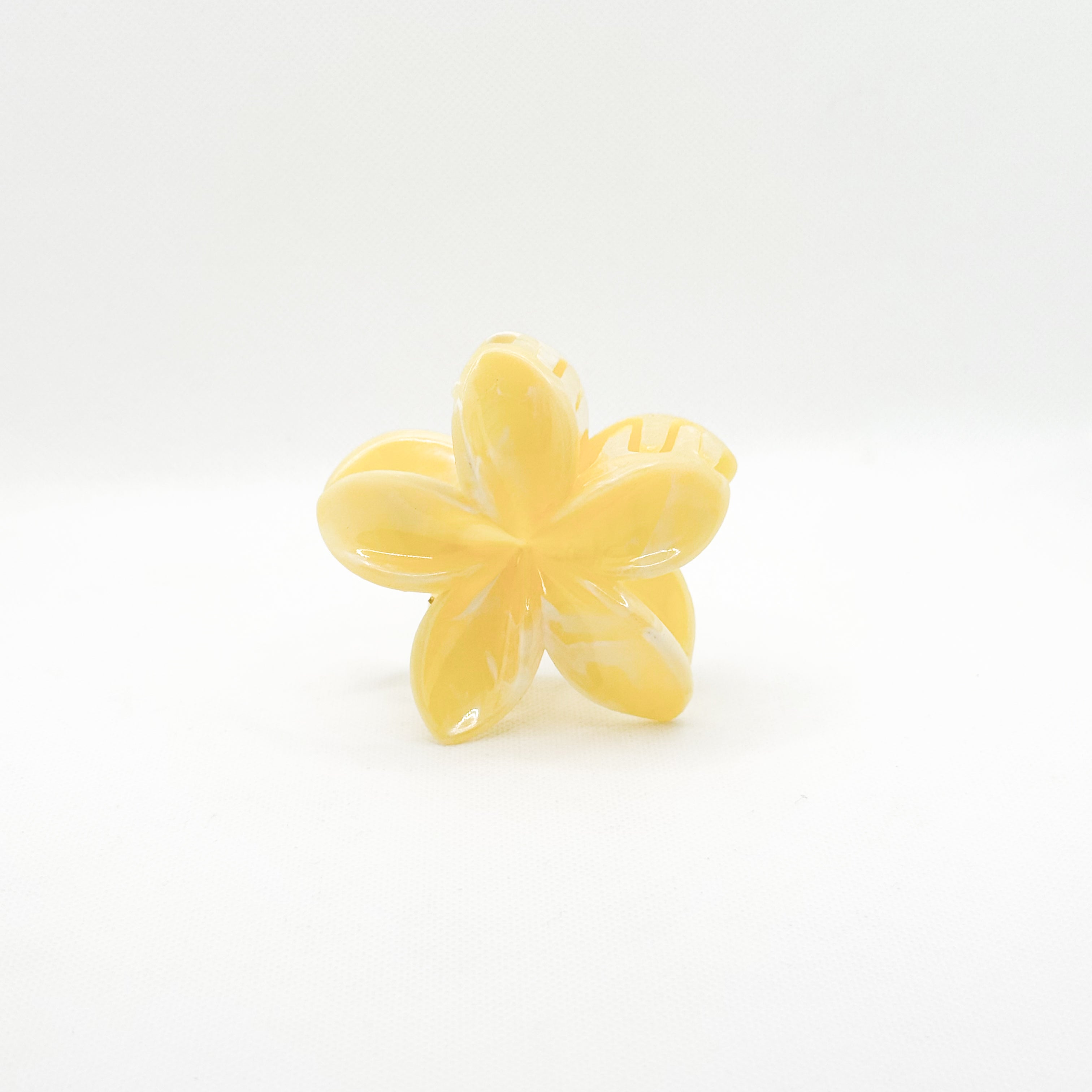 butter yellow plumeria hair clip