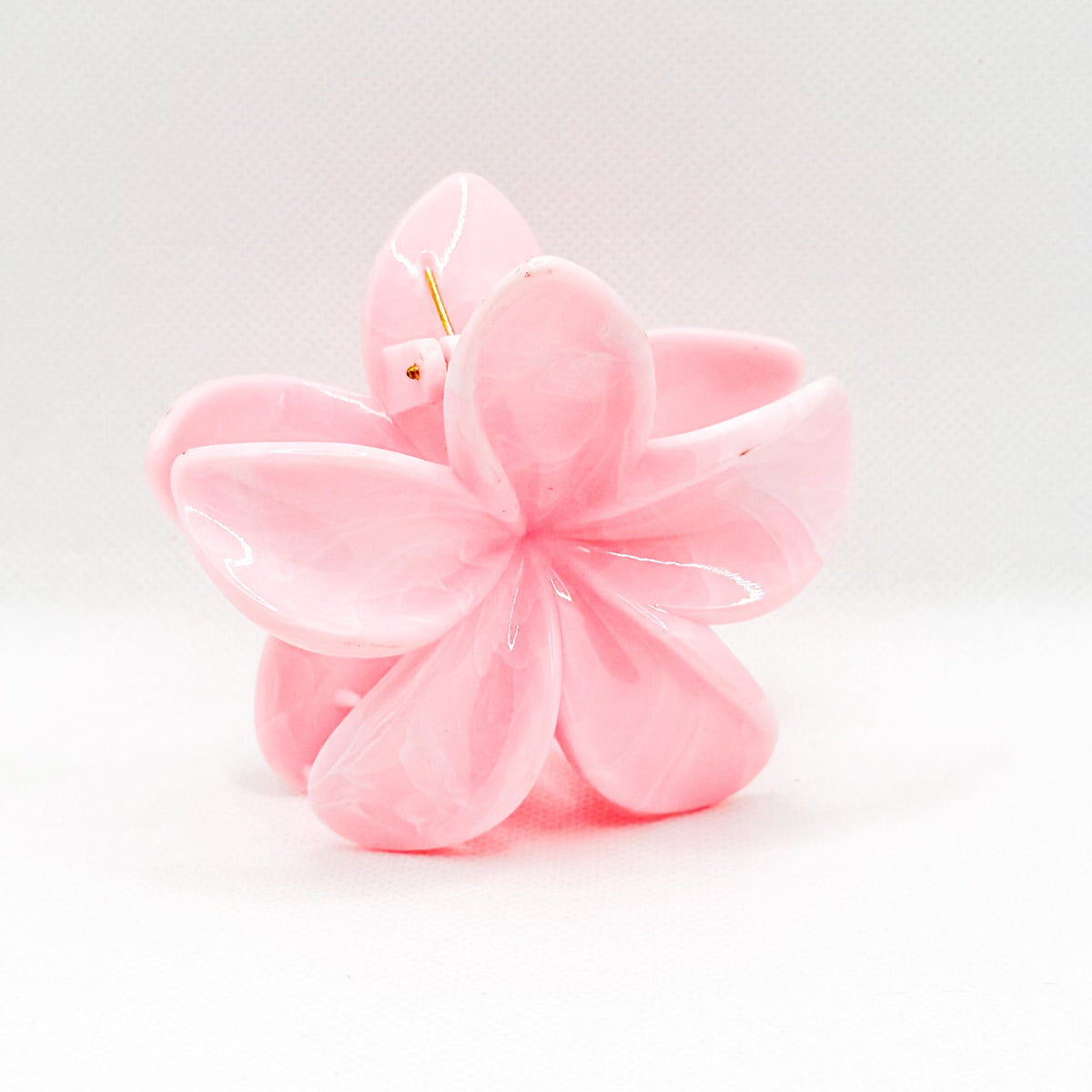 marble pink plumeria hair clip