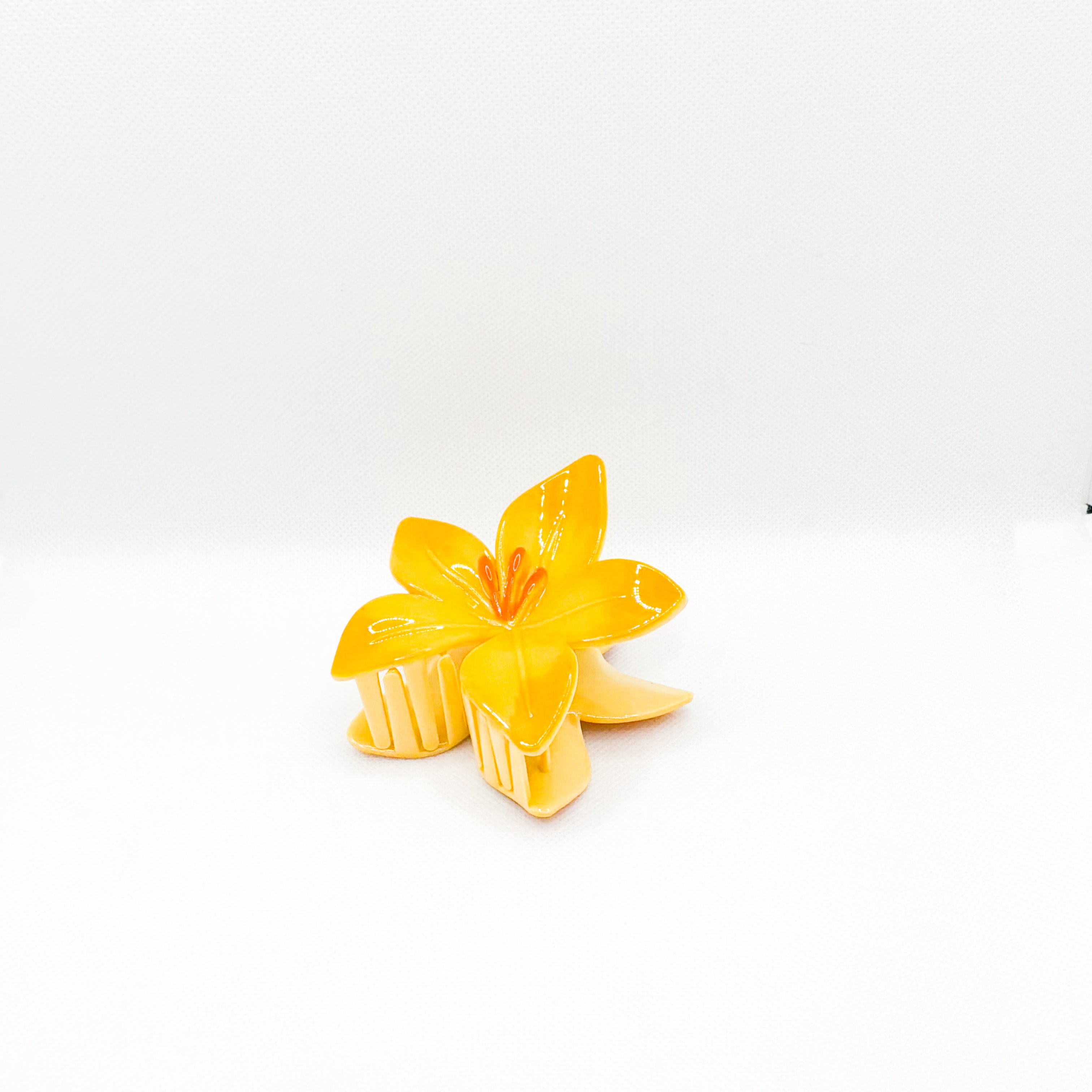 yellow lily flower hair clip