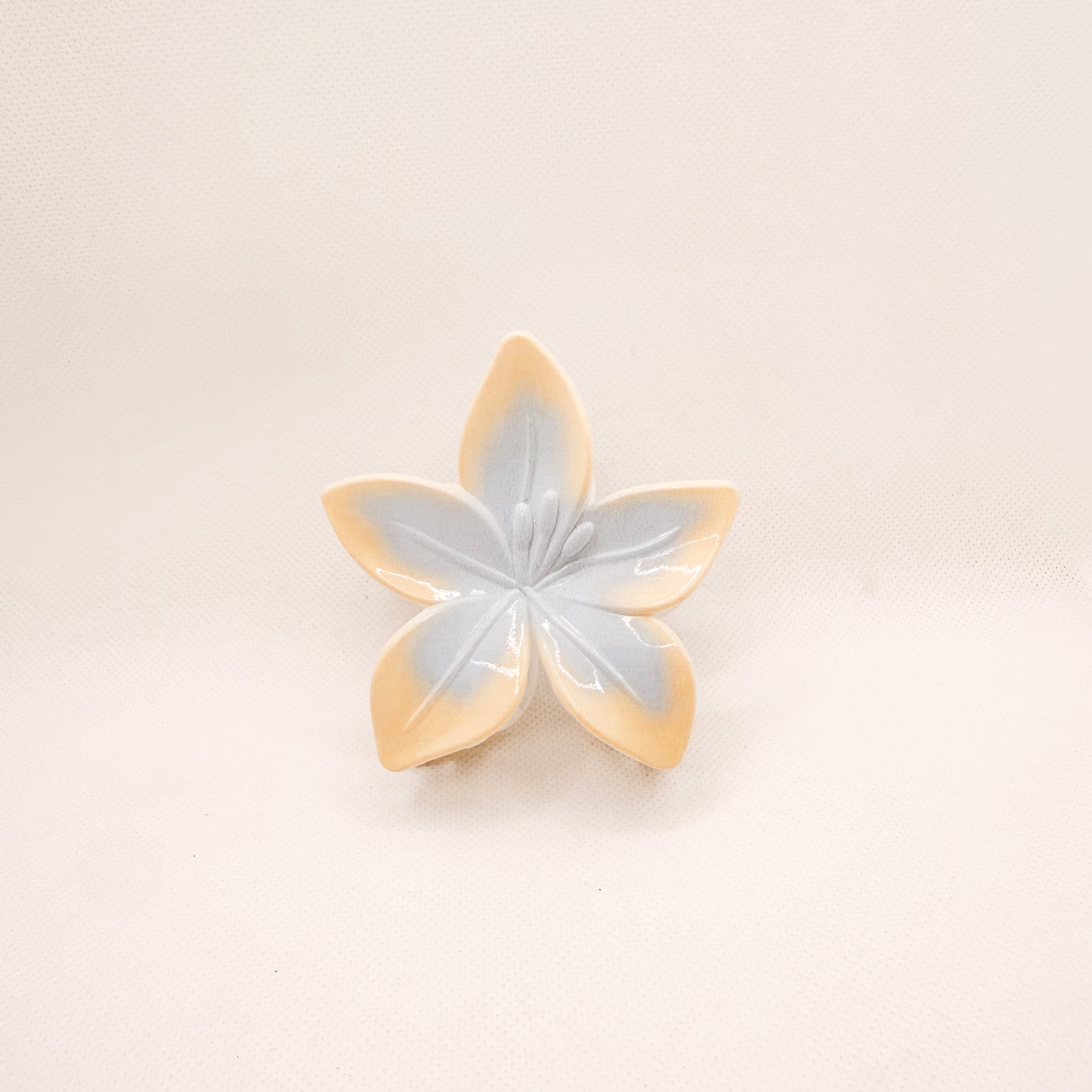 blue & yellow lily flower hair clip