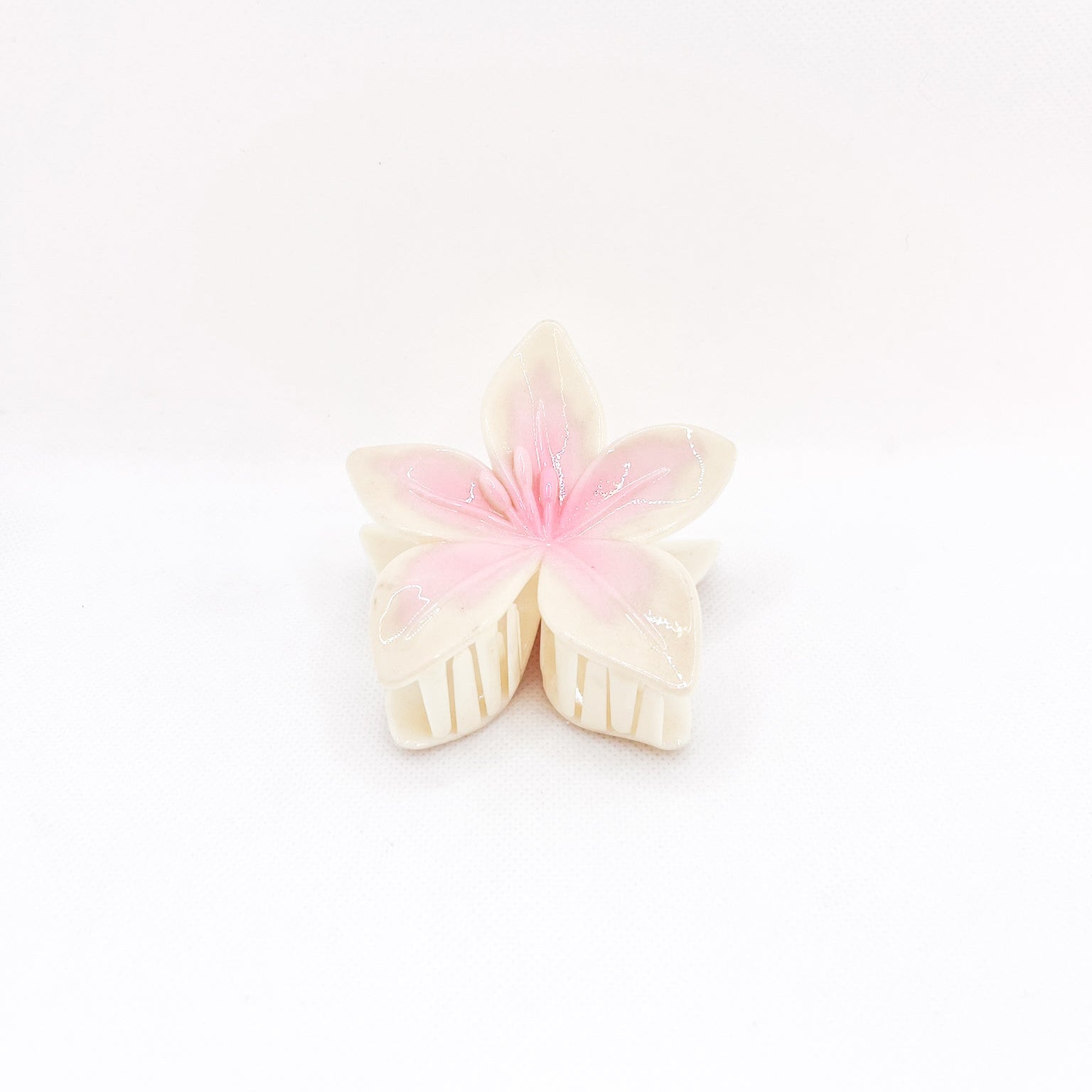 pink & yellow lily flower hair clip