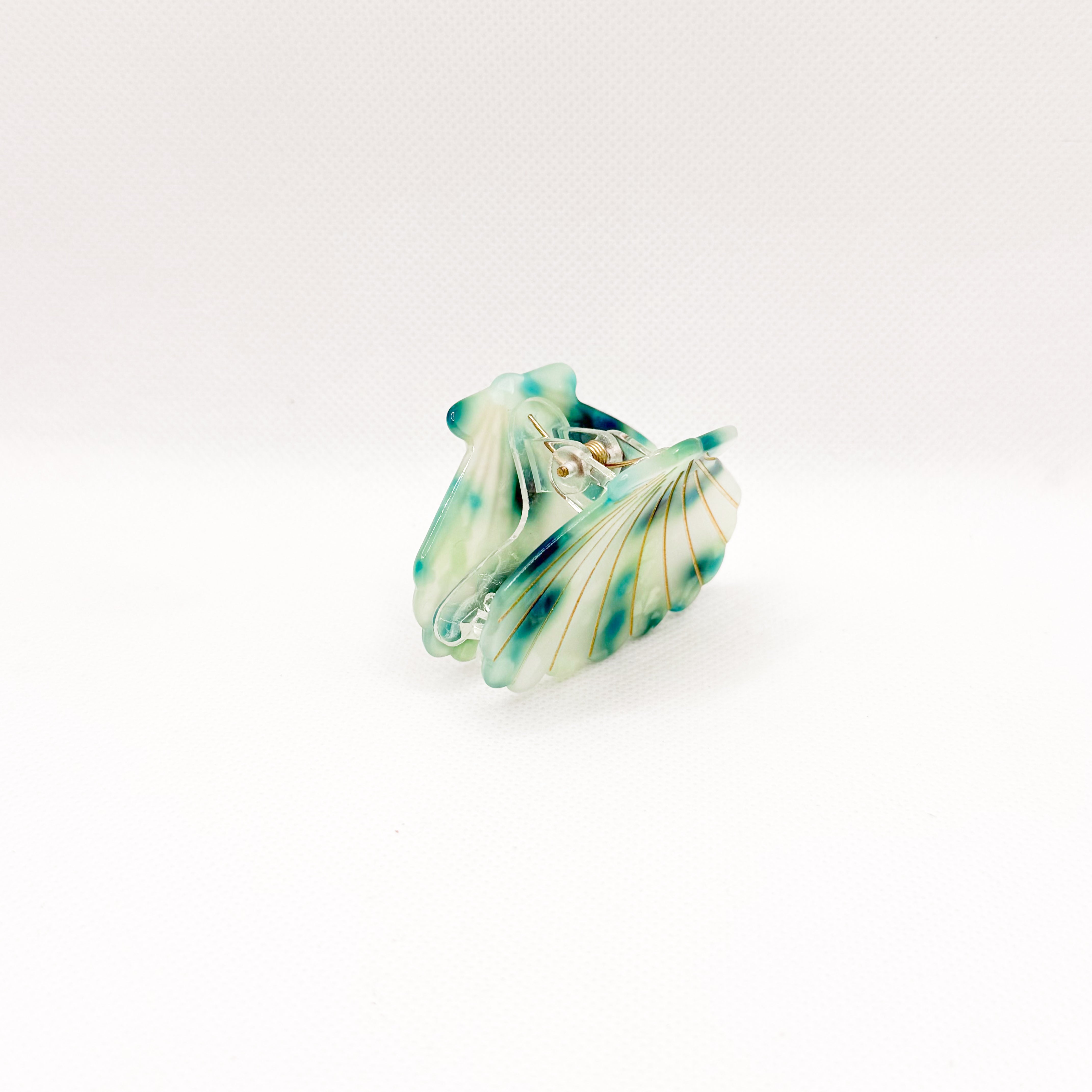 midi wide blue shell hair clip