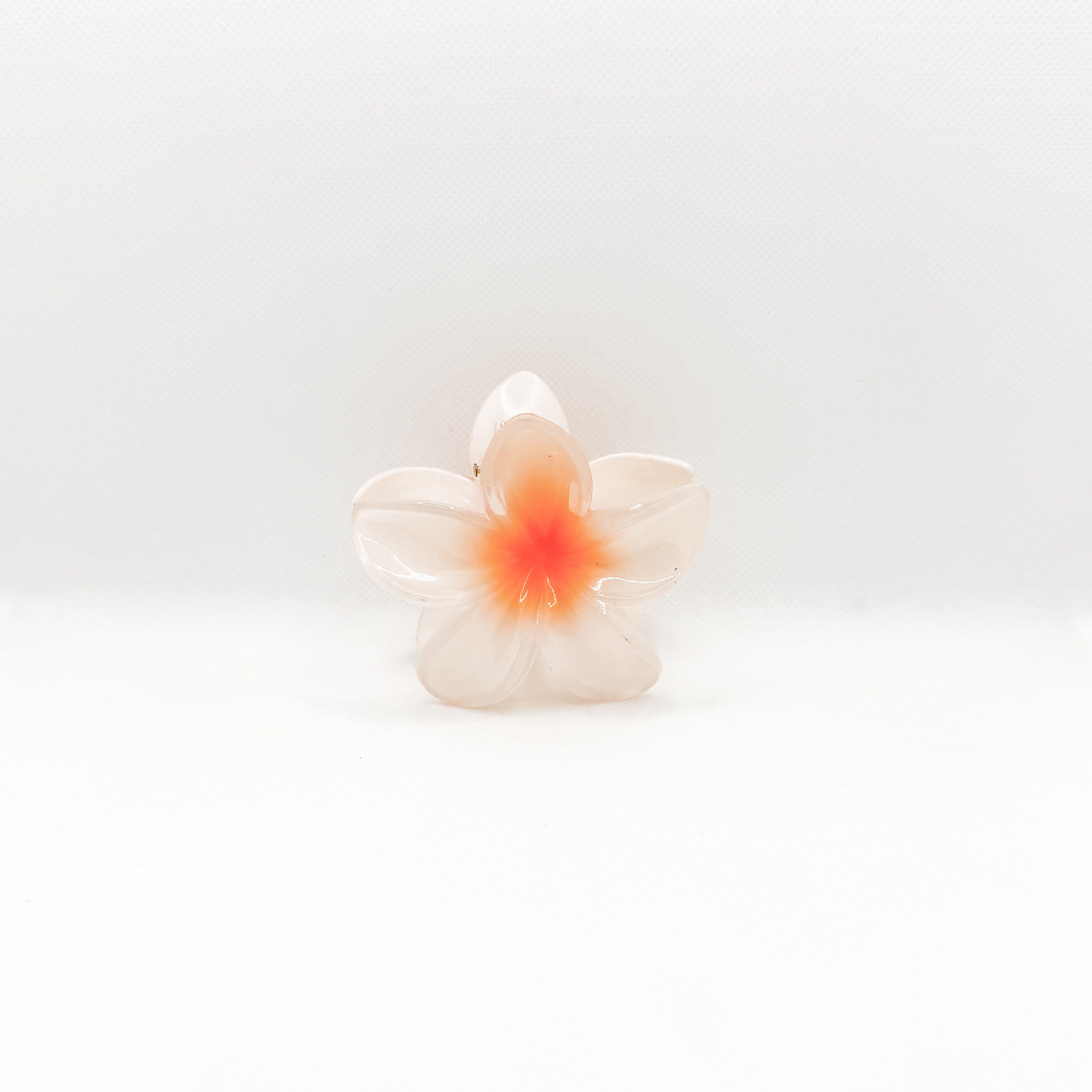 white & orange plumeria hair clip