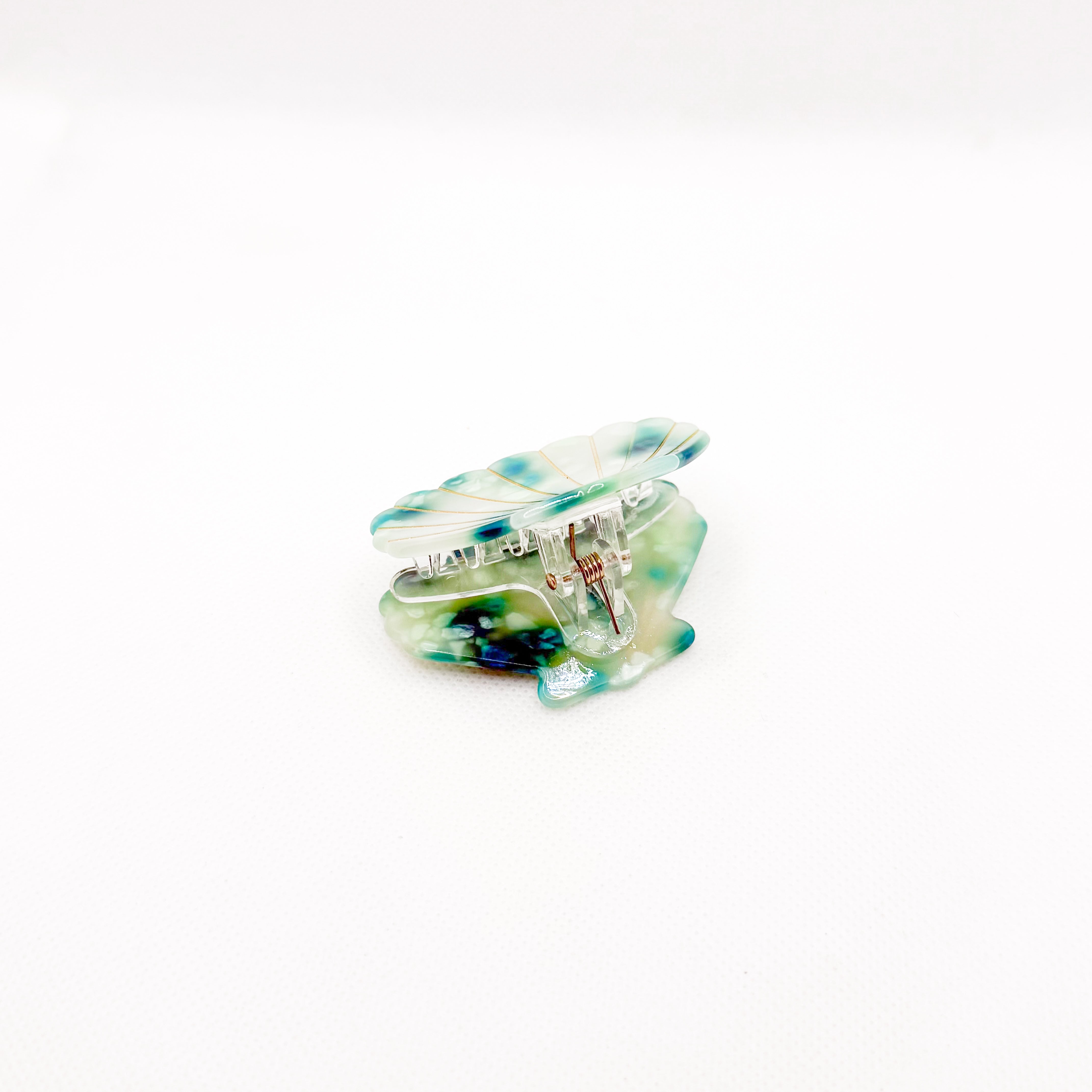 midi wide blue shell hair clip
