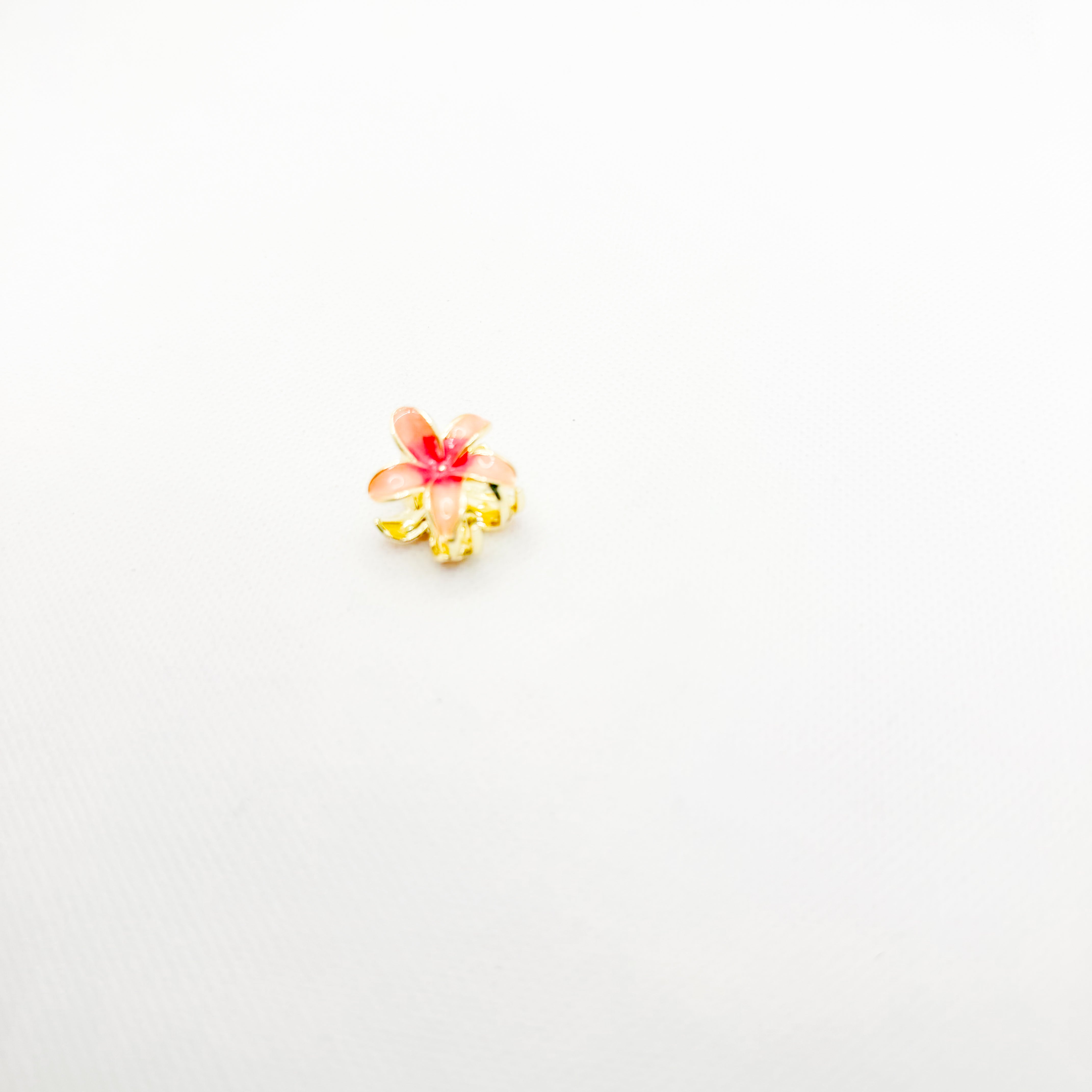 mini metal pink plumeria hair clip