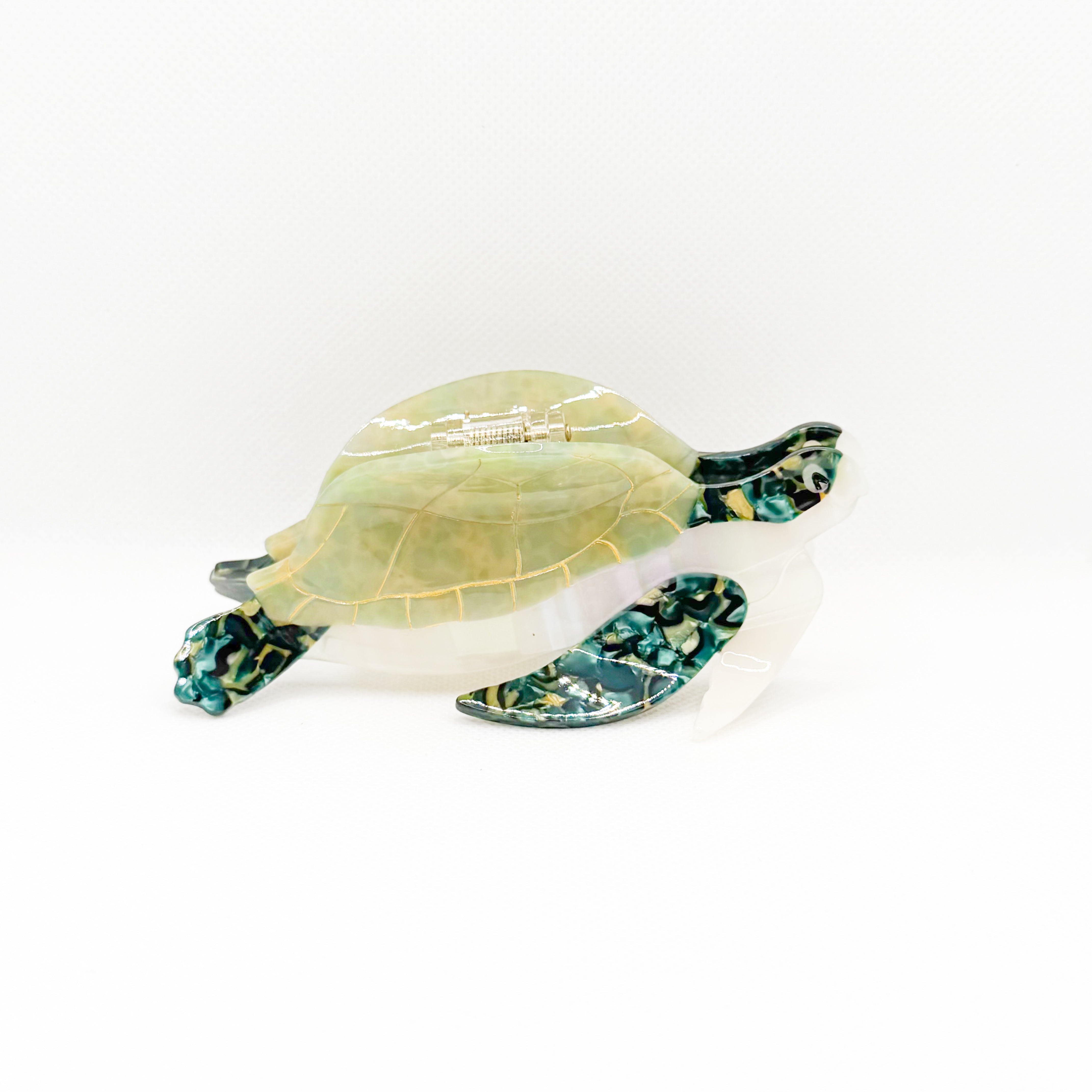 green “honu” sea turtle hair clip