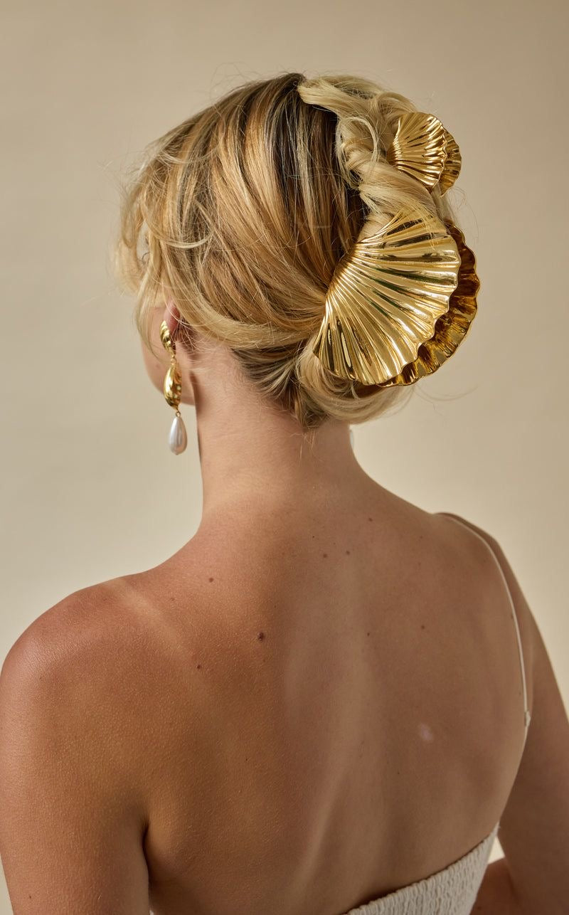 jumbo gold shell hair clip