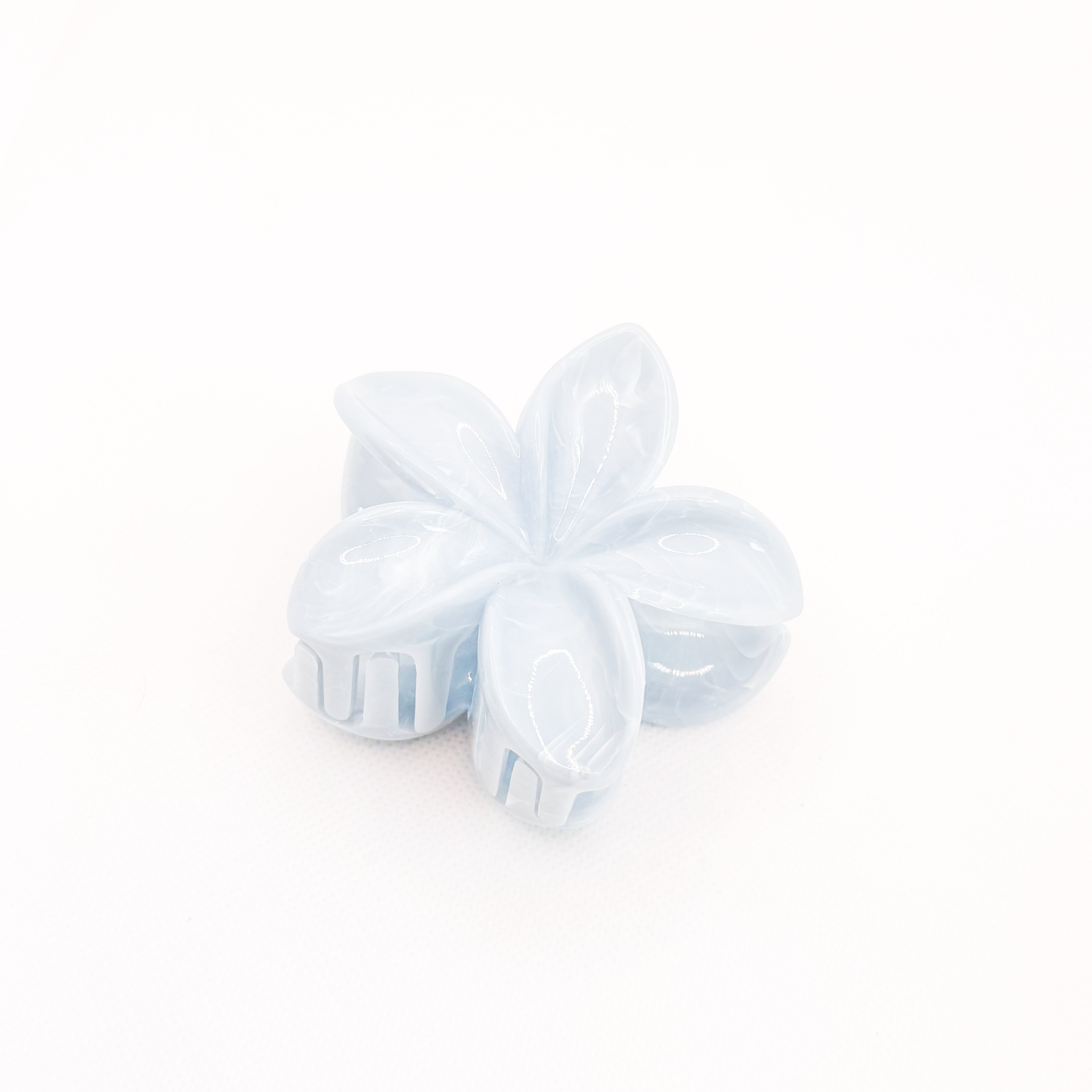 blue marble plumeria hair clip