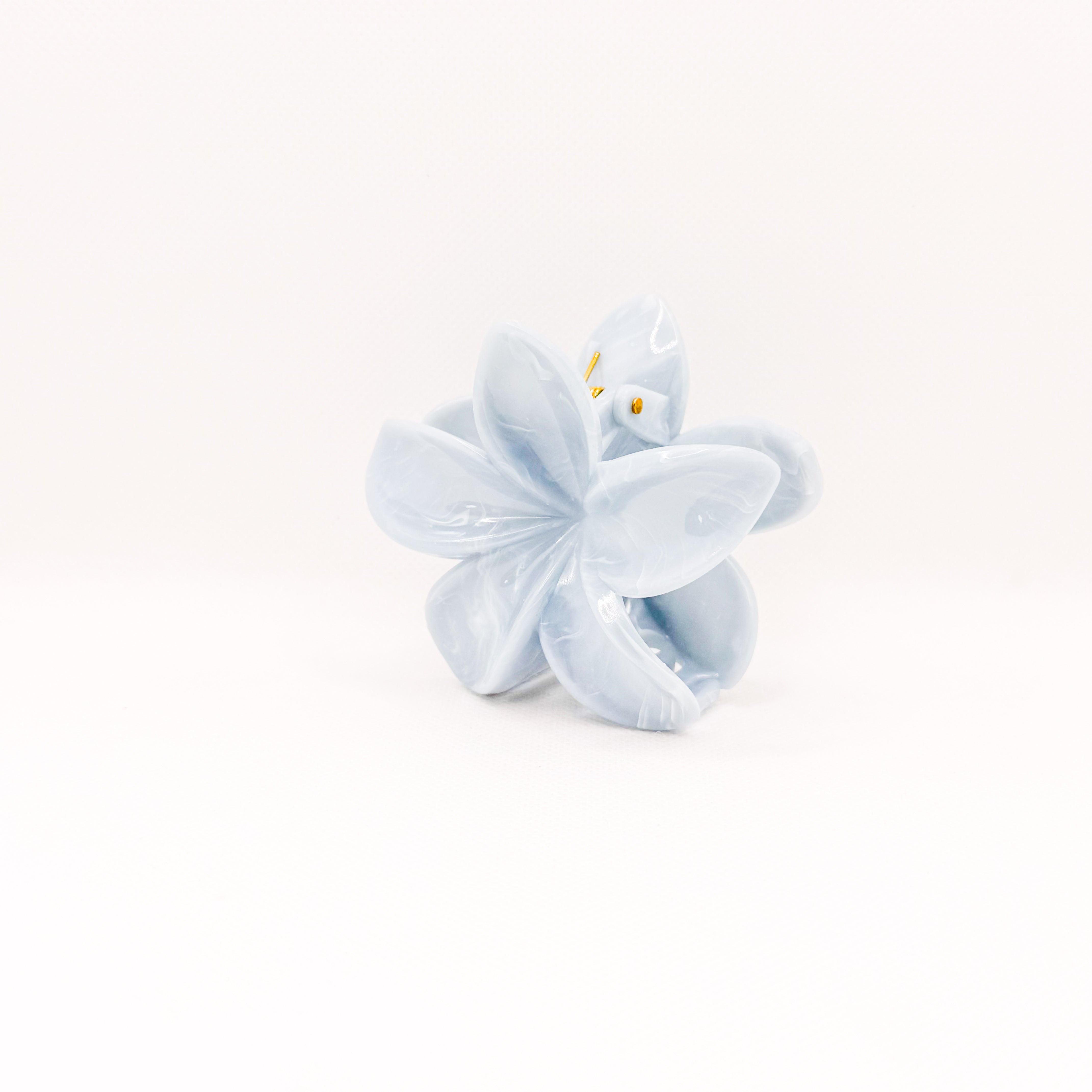 blue marble plumeria hair clip
