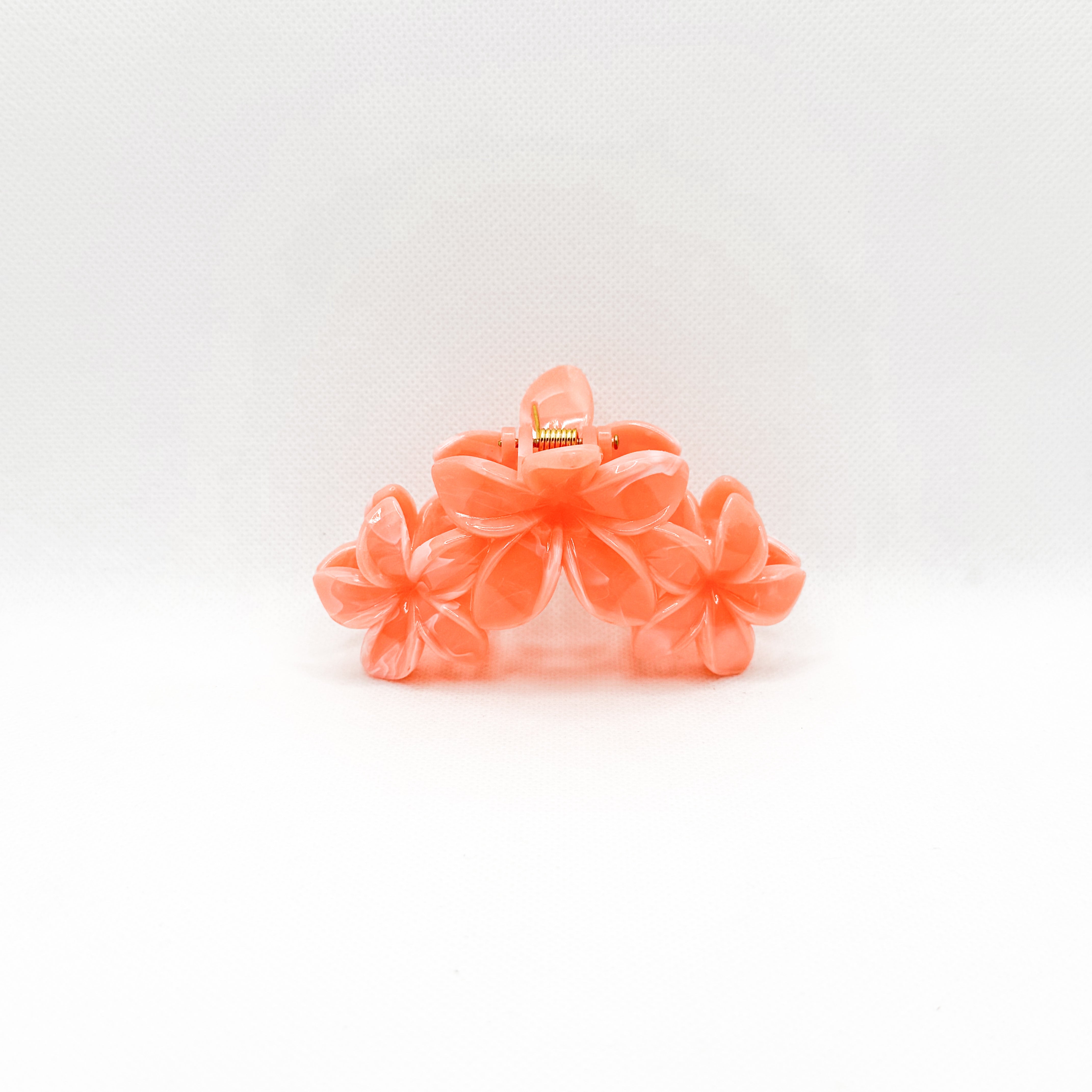 midi peach triple plumeria hair clip