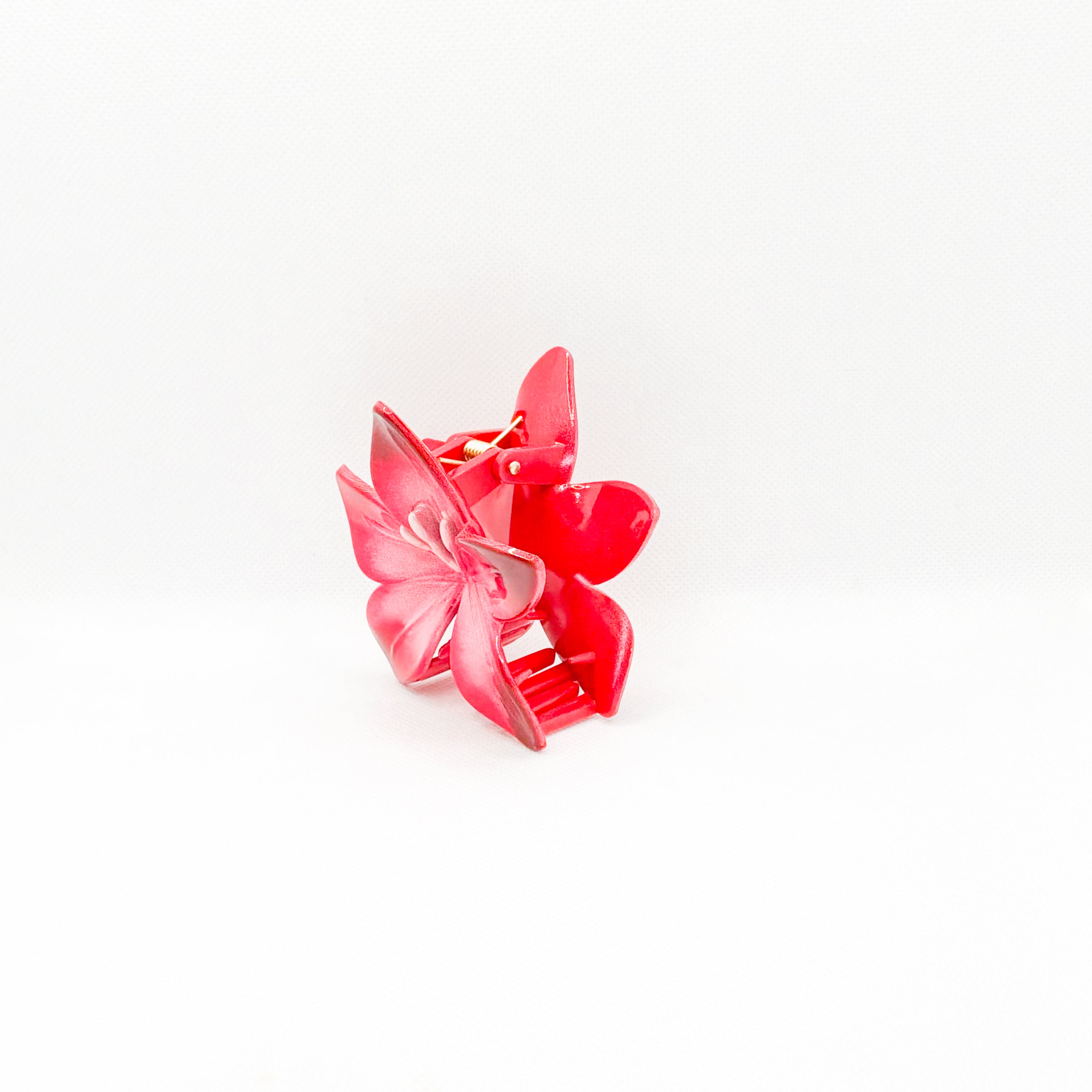 red lily flower hair clip