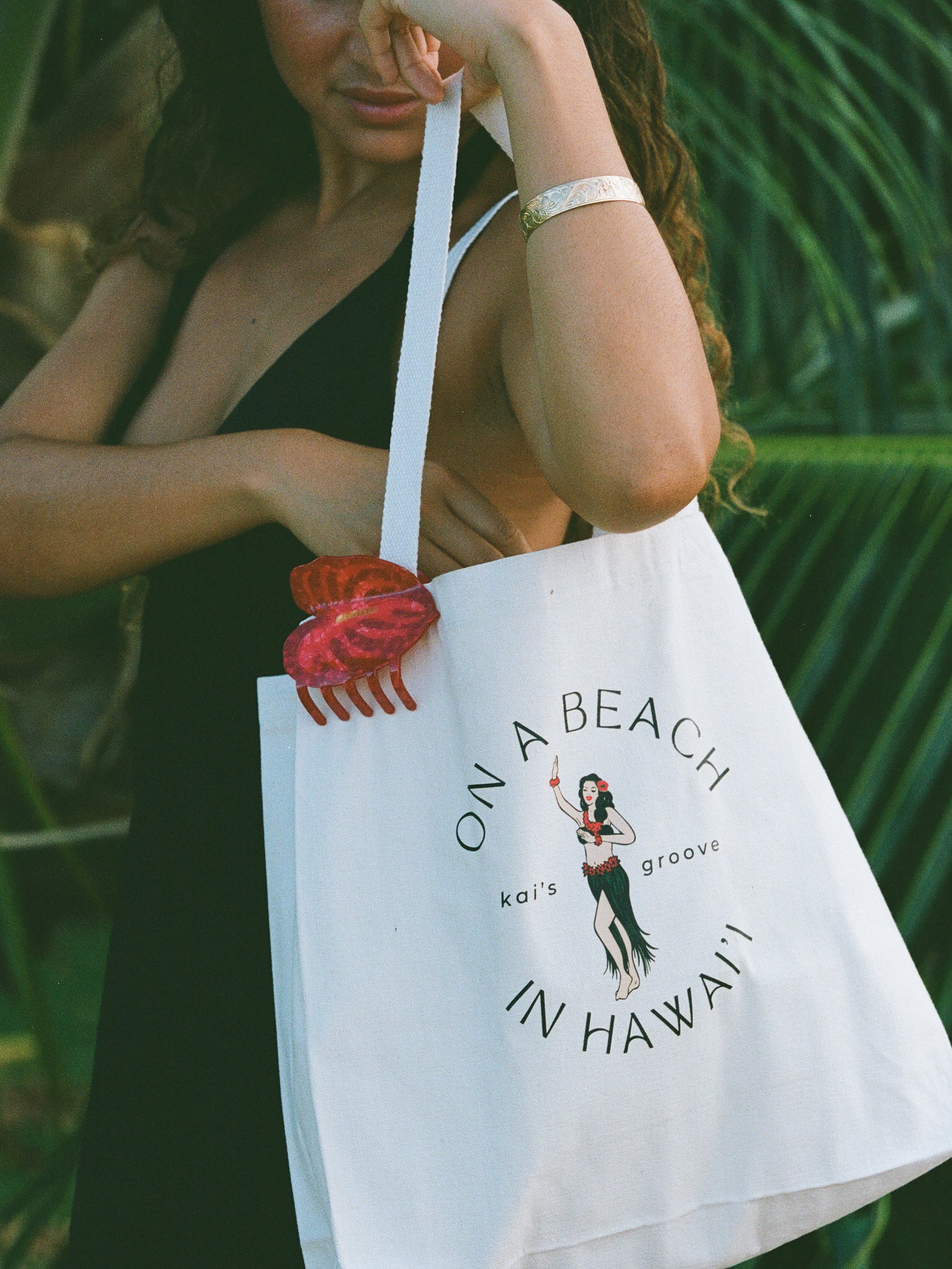 on a beach in hawai'i - canvas tote bag