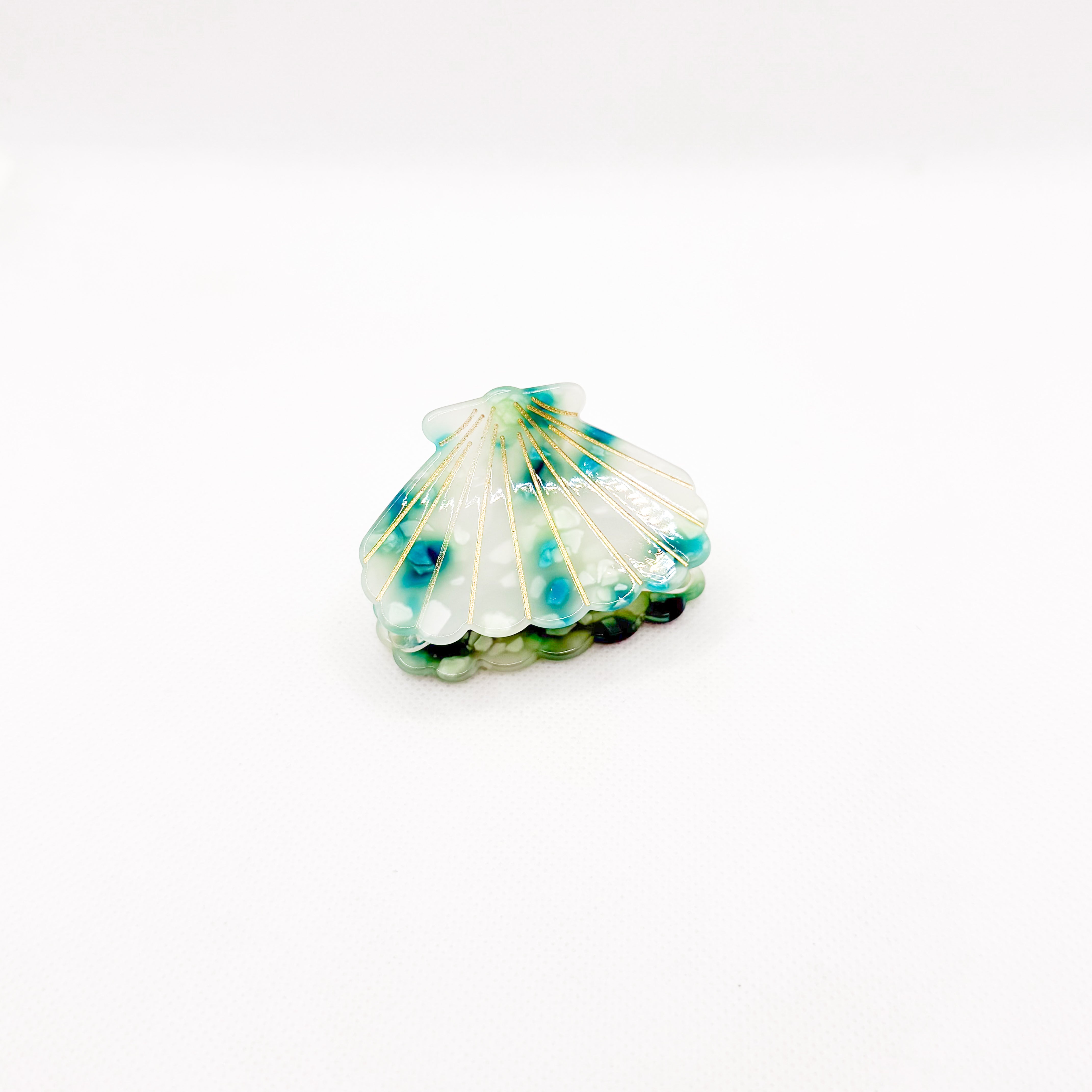 midi wide blue shell hair clip