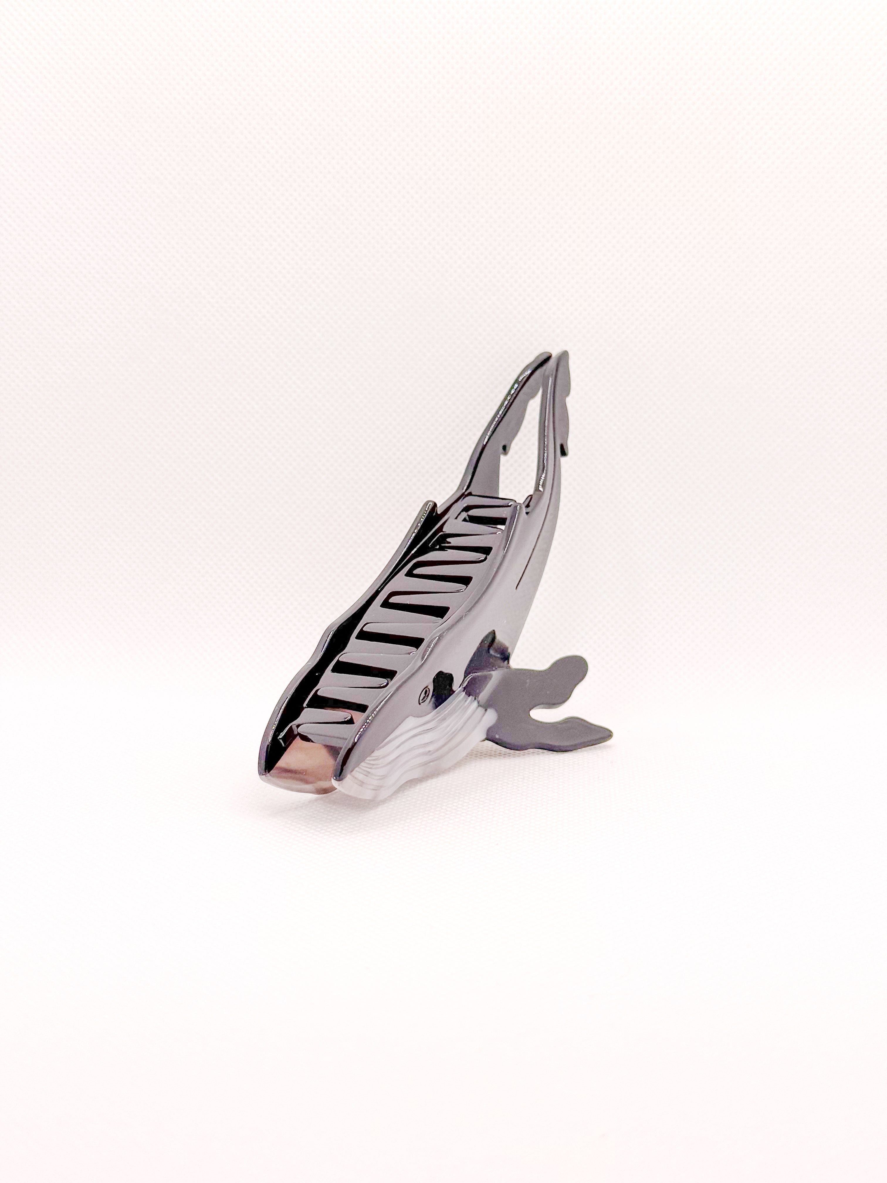 black whale hair clip