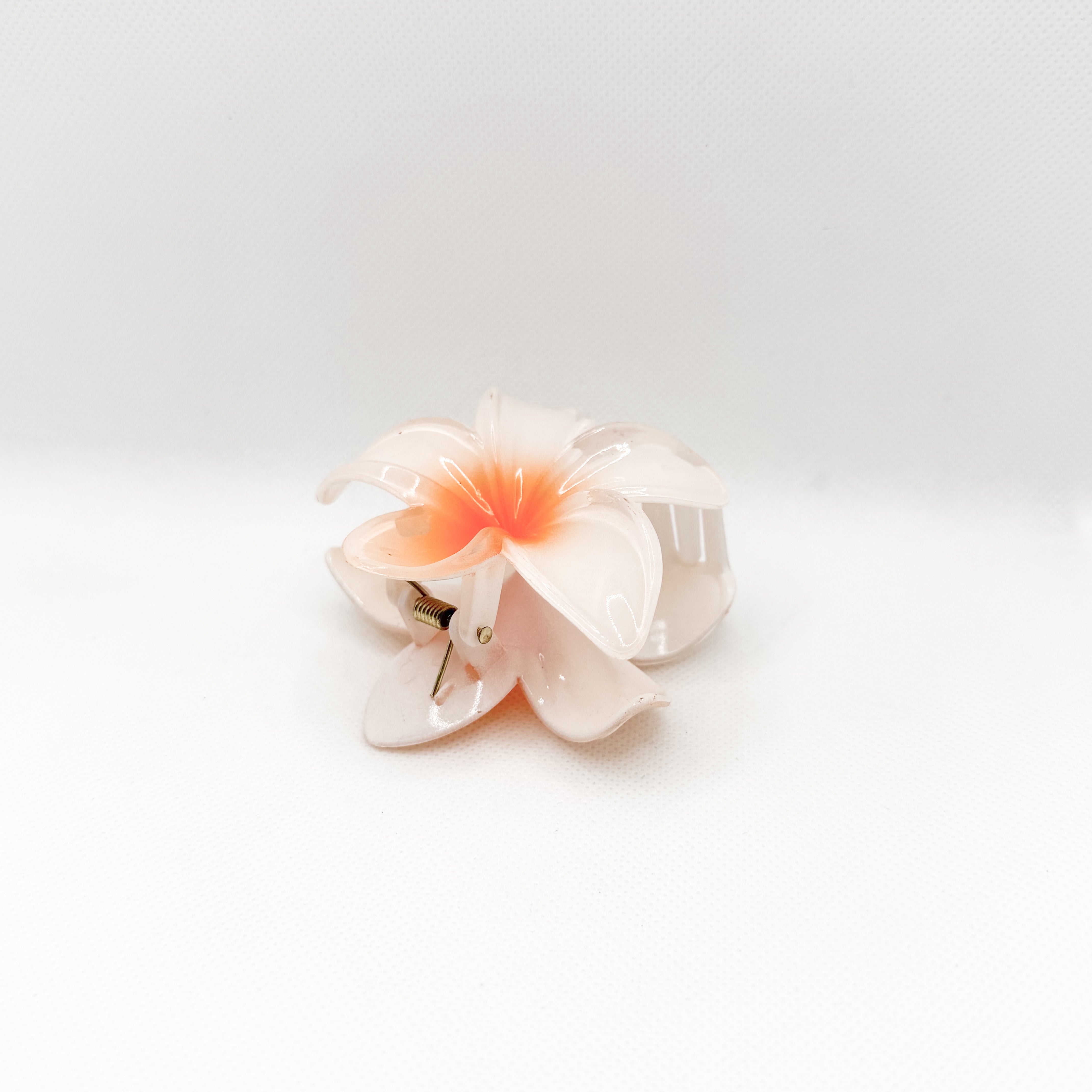 white & orange plumeria hair clip