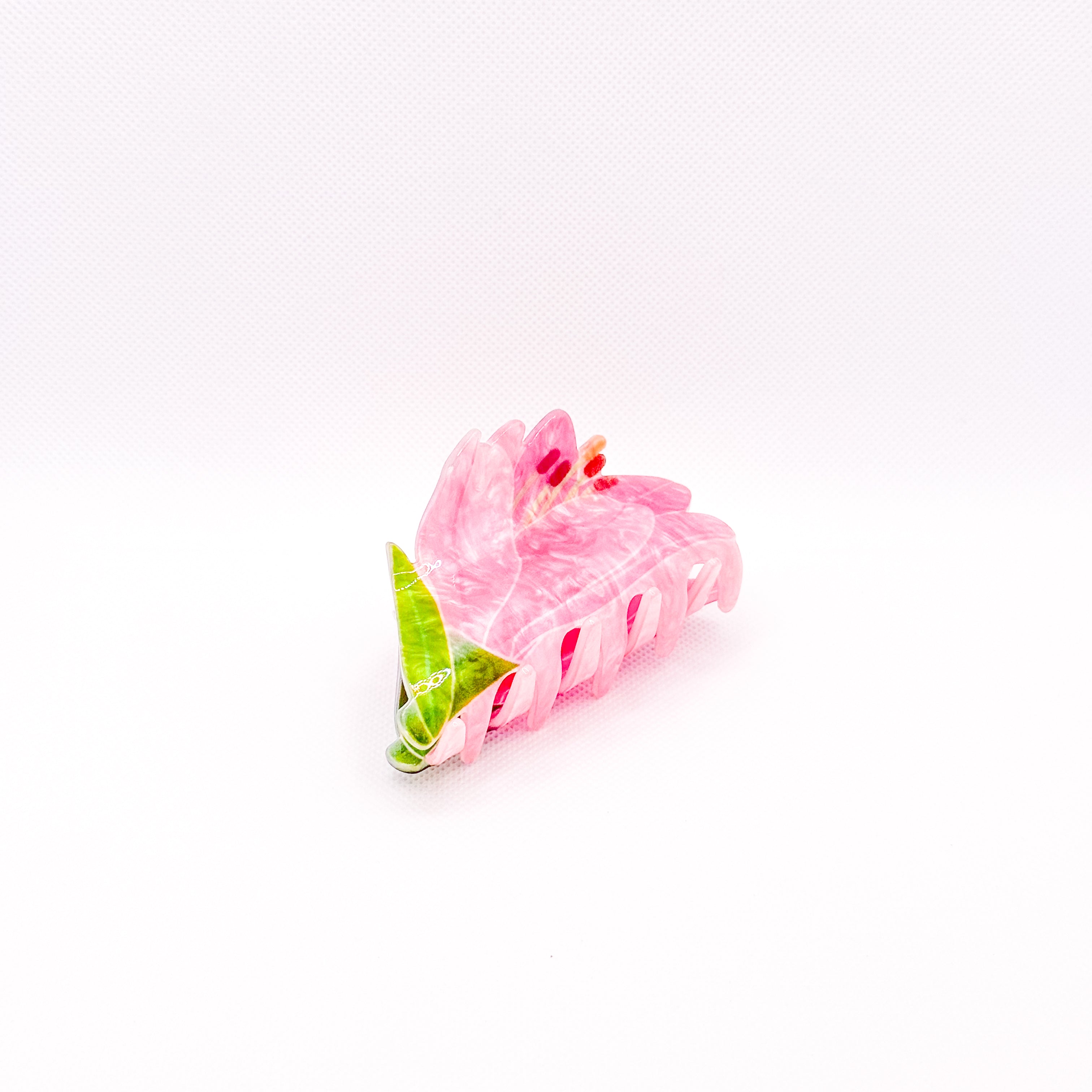 pink lily hair clip