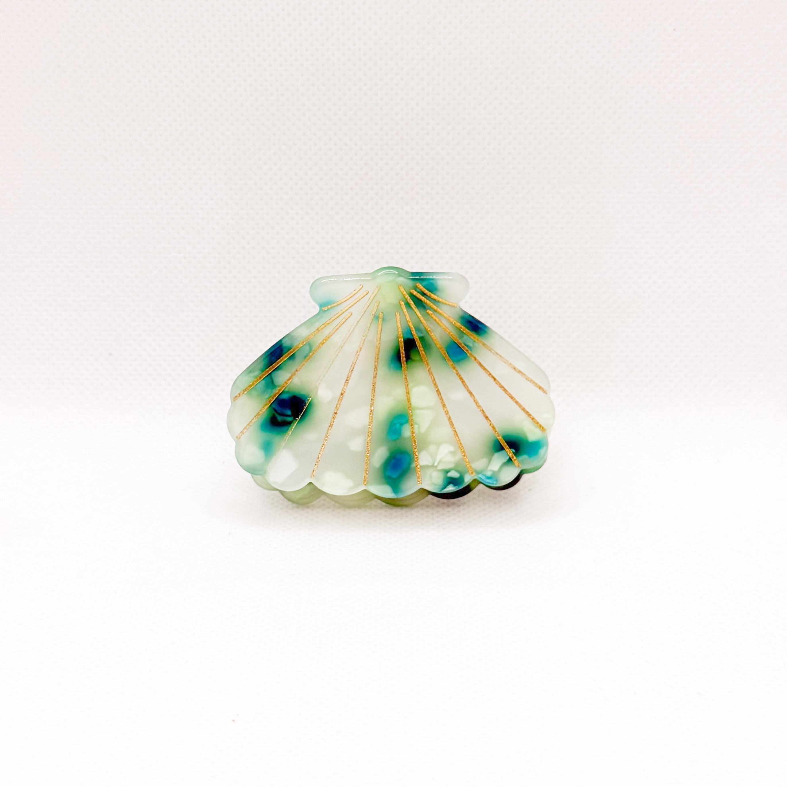 midi wide blue shell hair clip