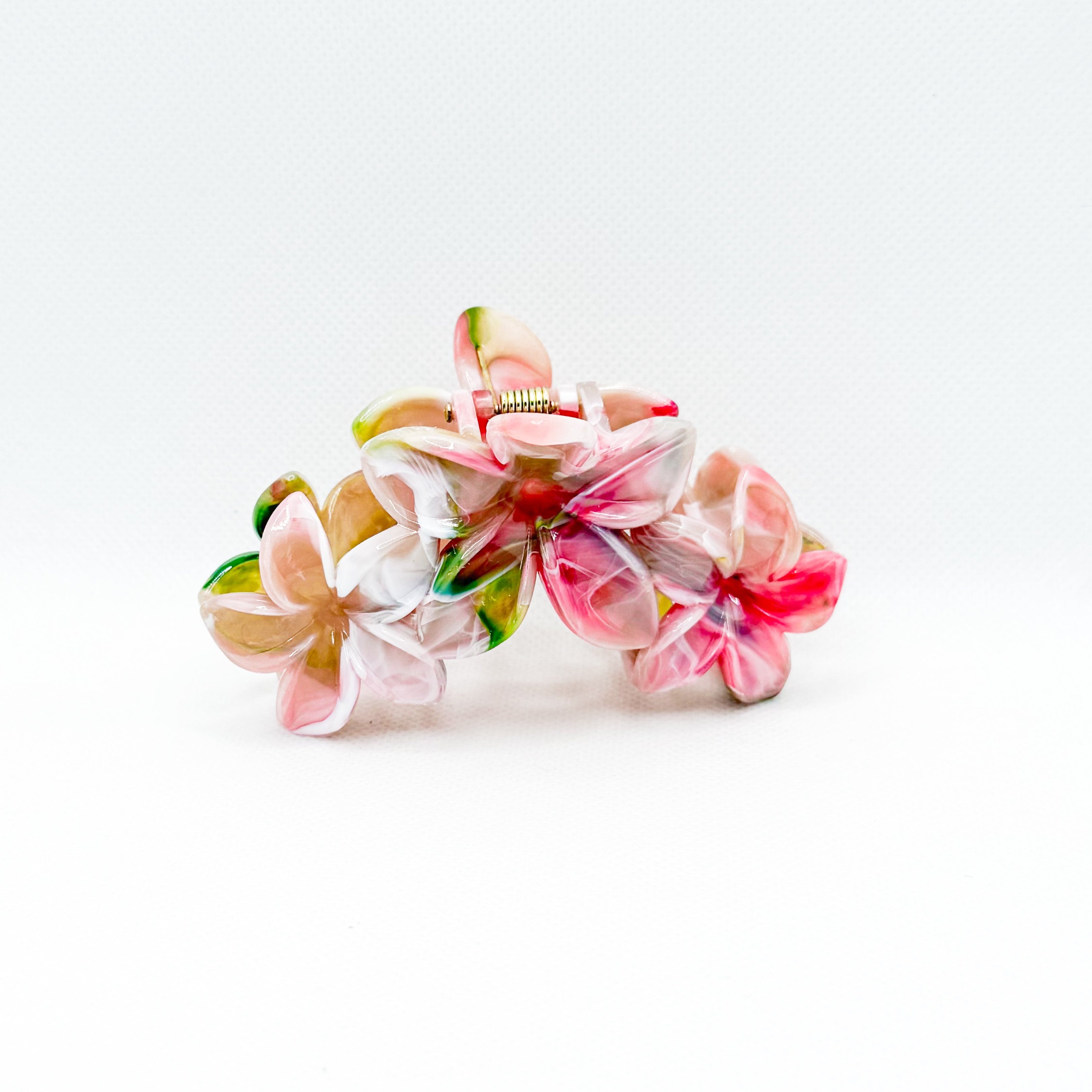 midi rainbow triple plumeria hair clip