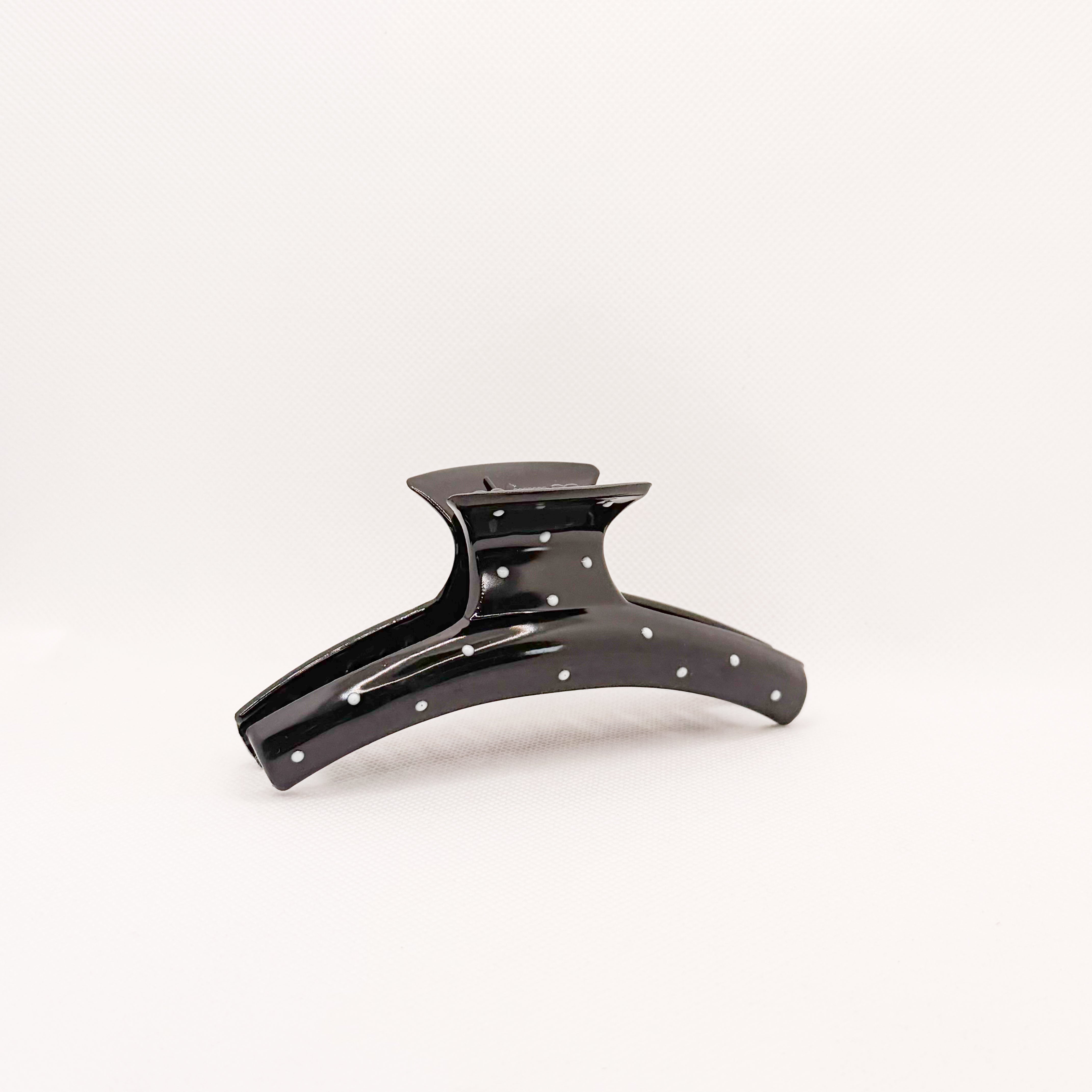 black polka dot hair claw