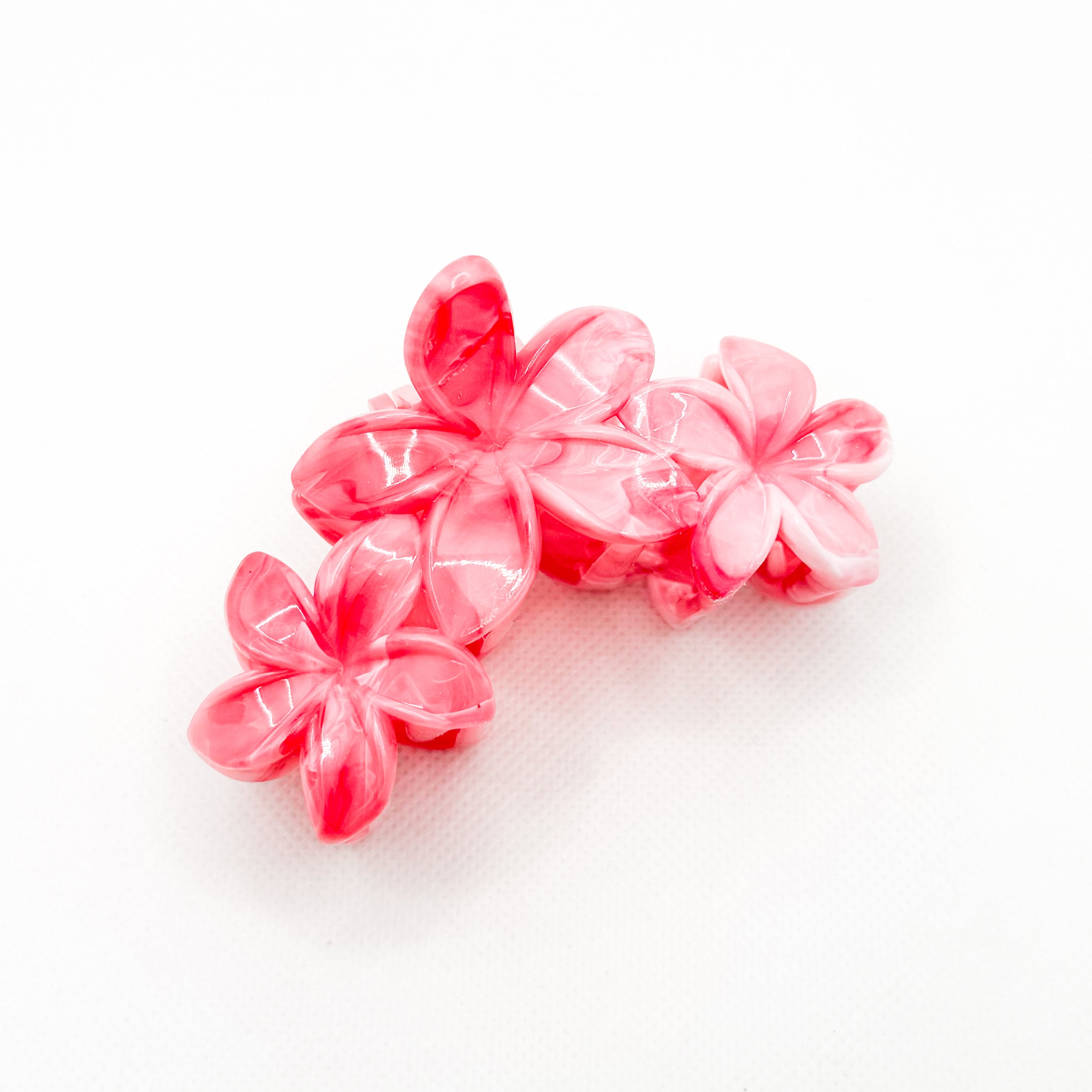 midi pink triple plumeria hair clip