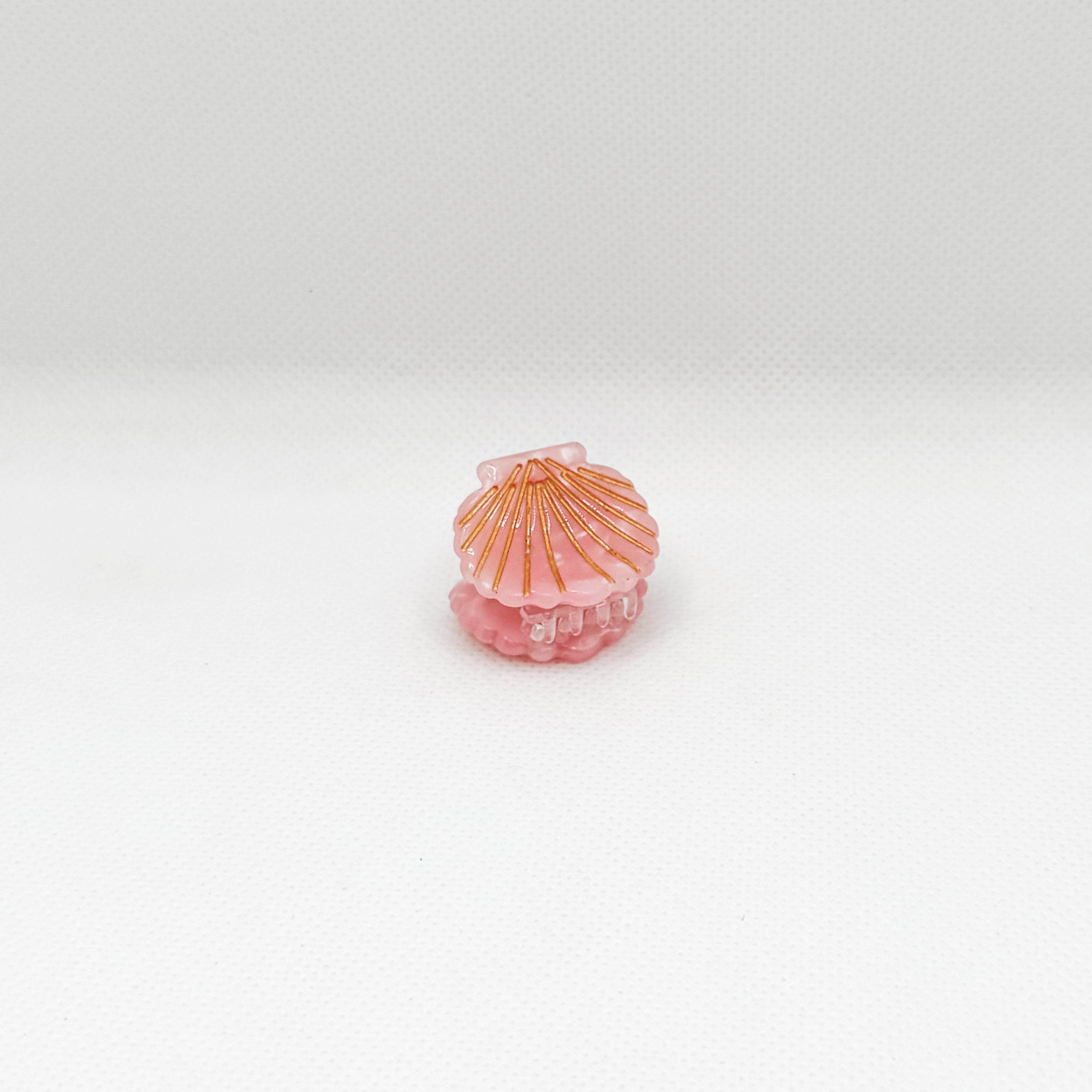 mini pink shell hair clip