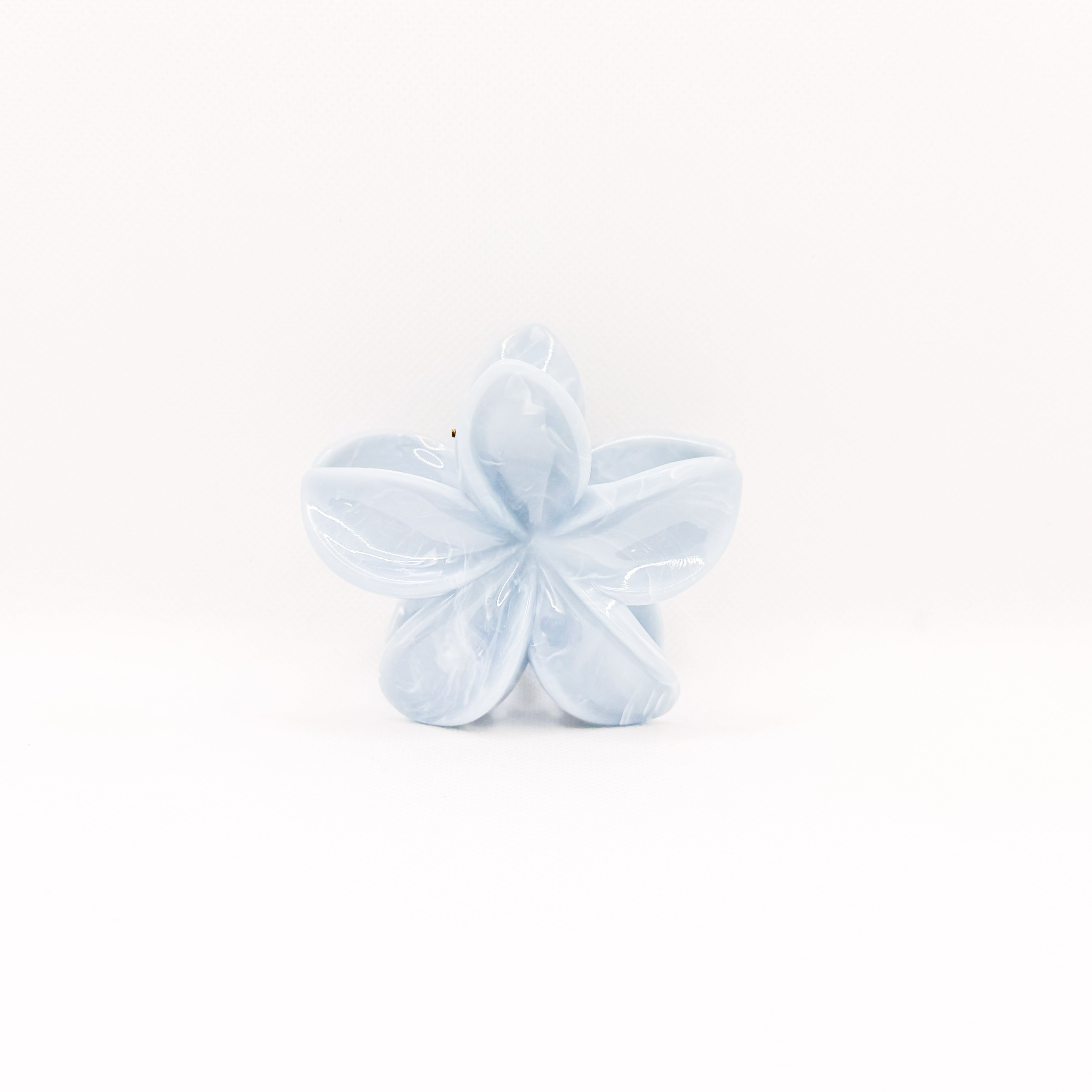 blue marble plumeria hair clip