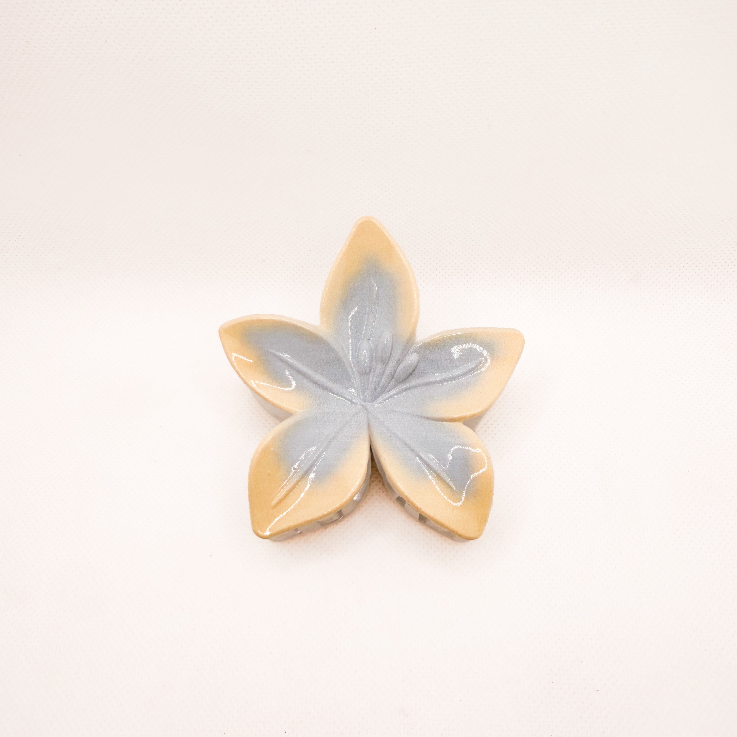 blue & yellow lily flower hair clip