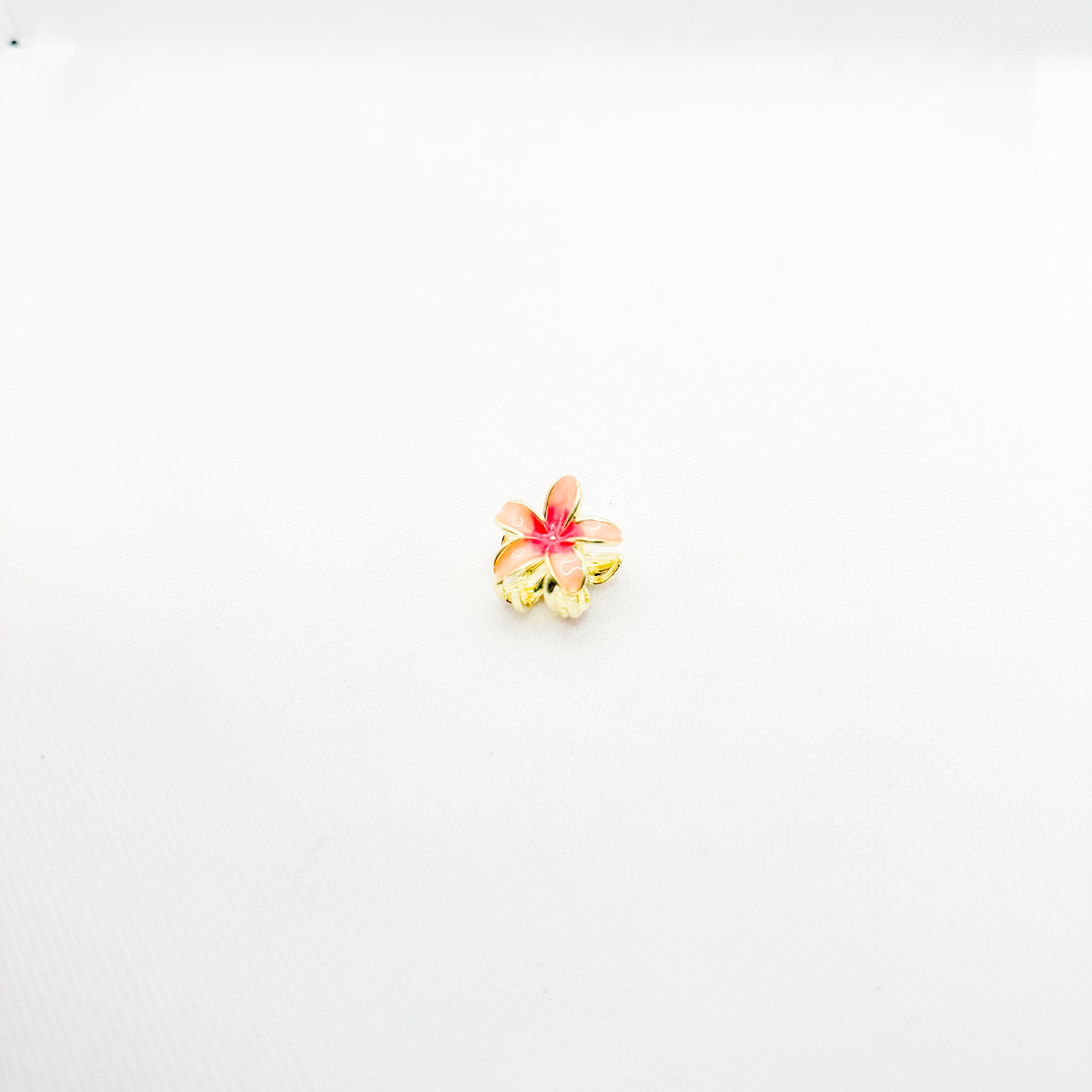 mini metal pink plumeria hair clip