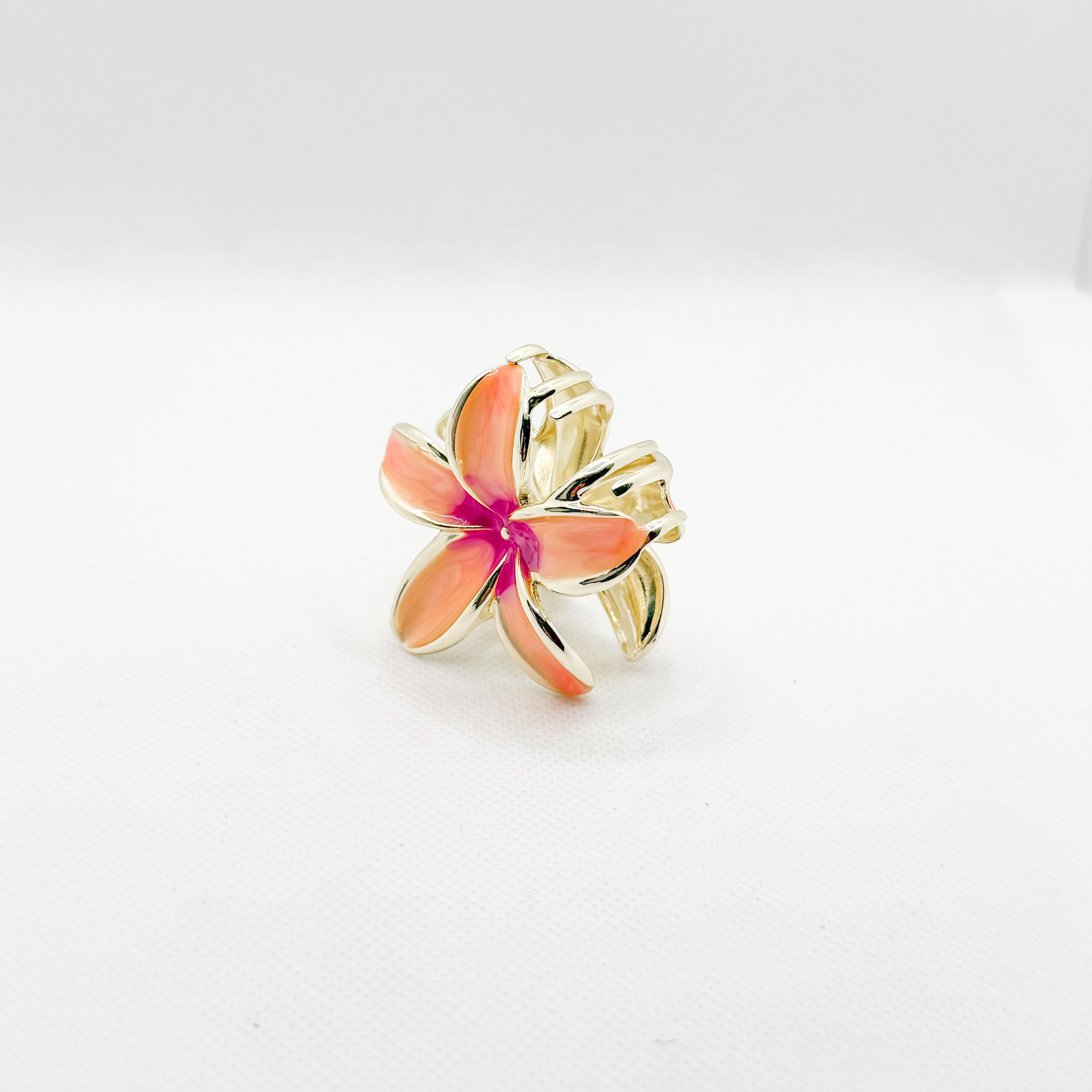 midi metal pink plumeria hair clip