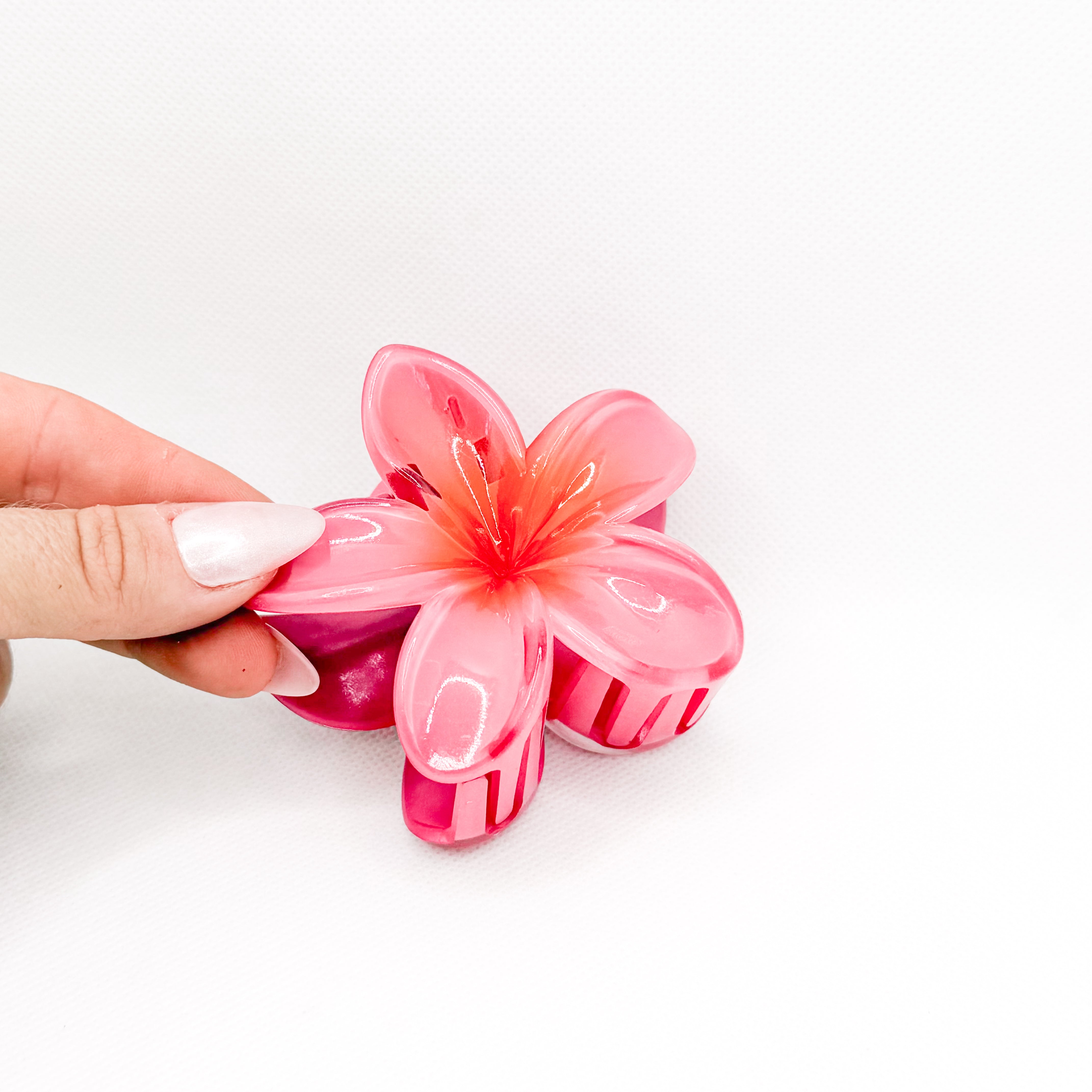 blush pink plumeria hair clip