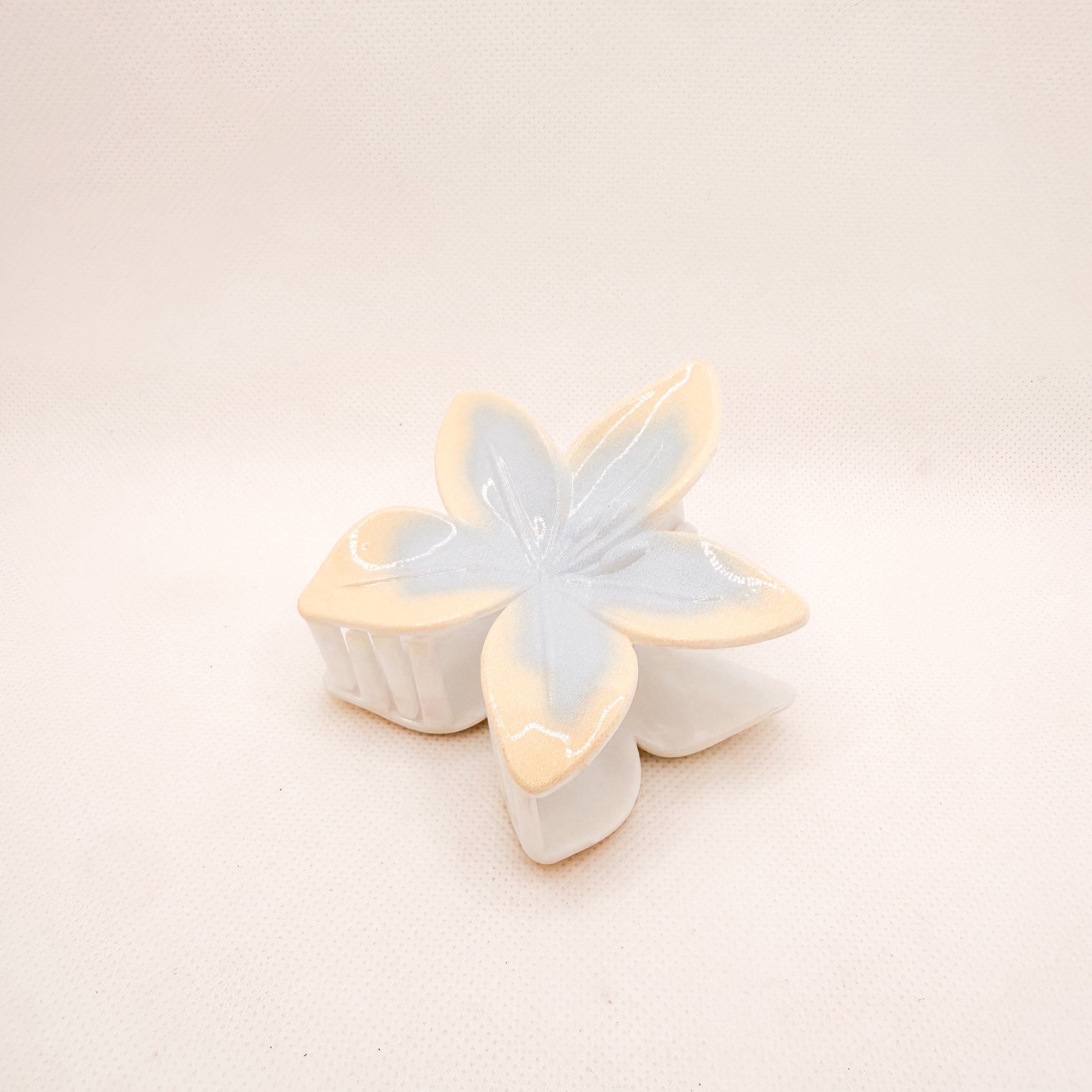 blue & yellow lily flower hair clip