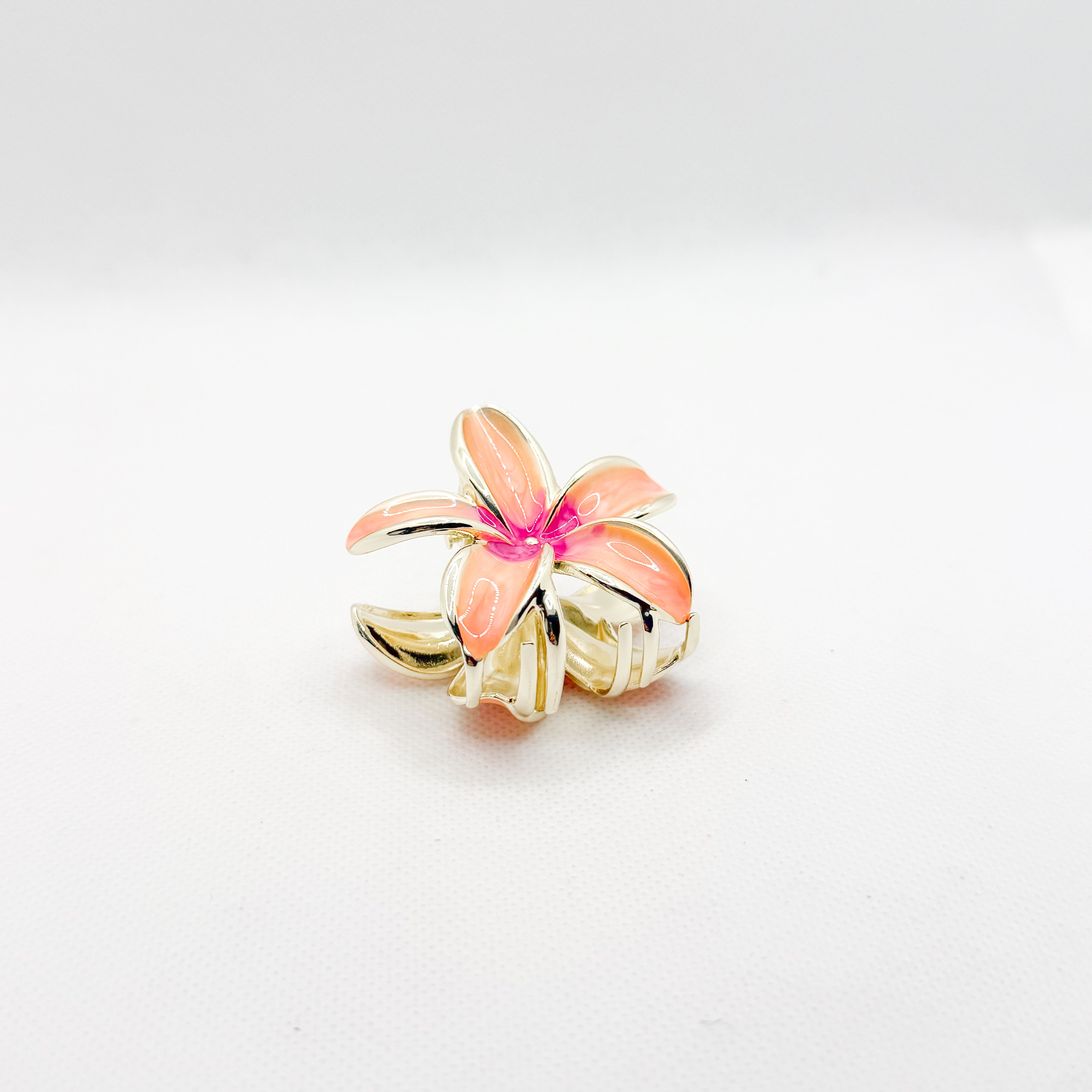 midi metal pink plumeria hair clip
