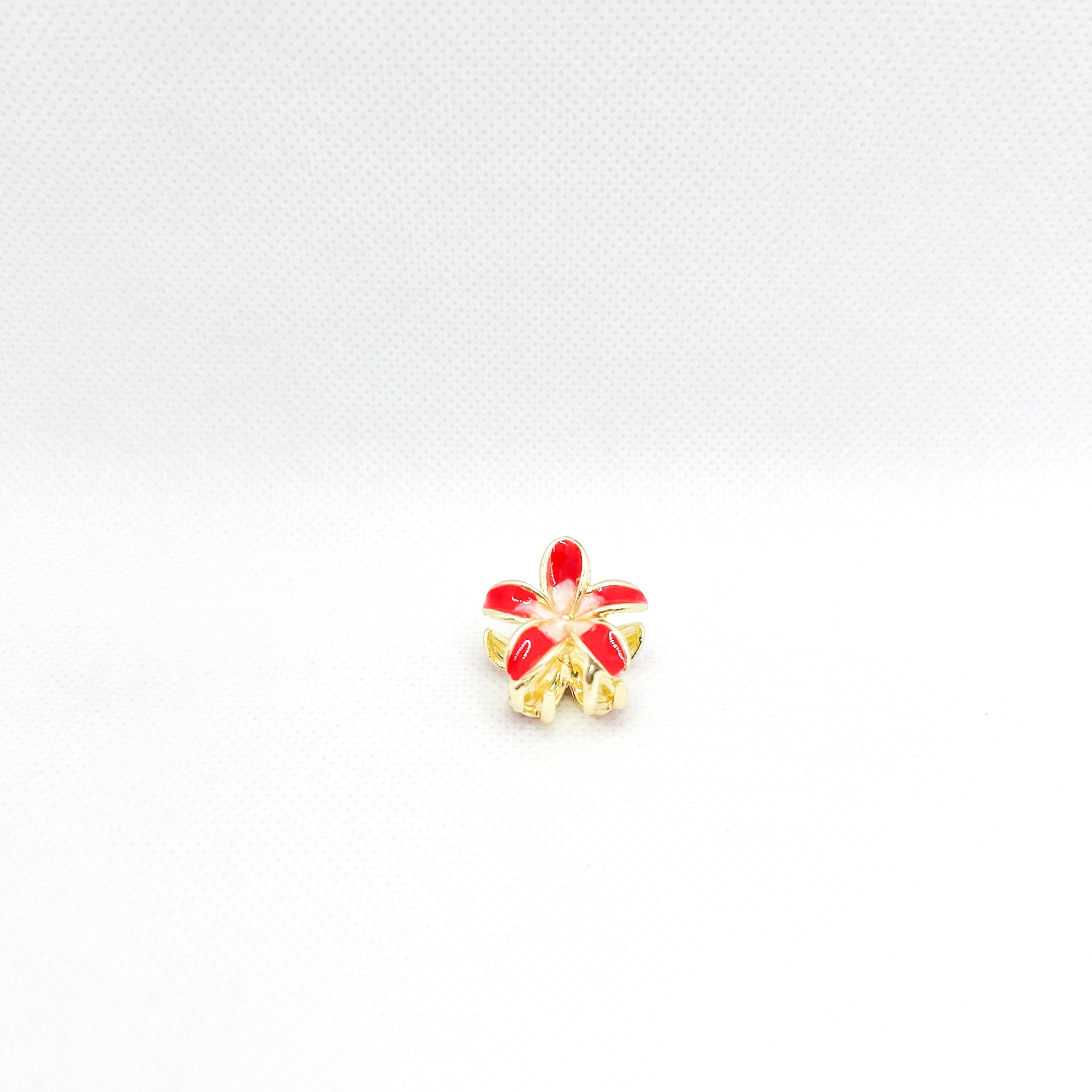 mini metal red plumeria hair clip