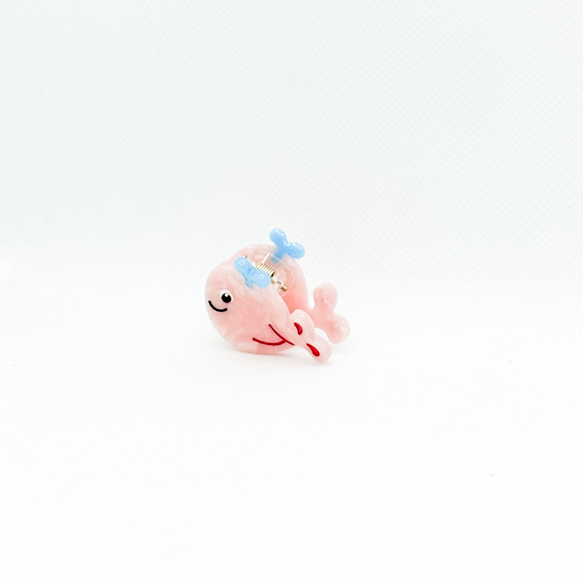 mini pink whale hair clip